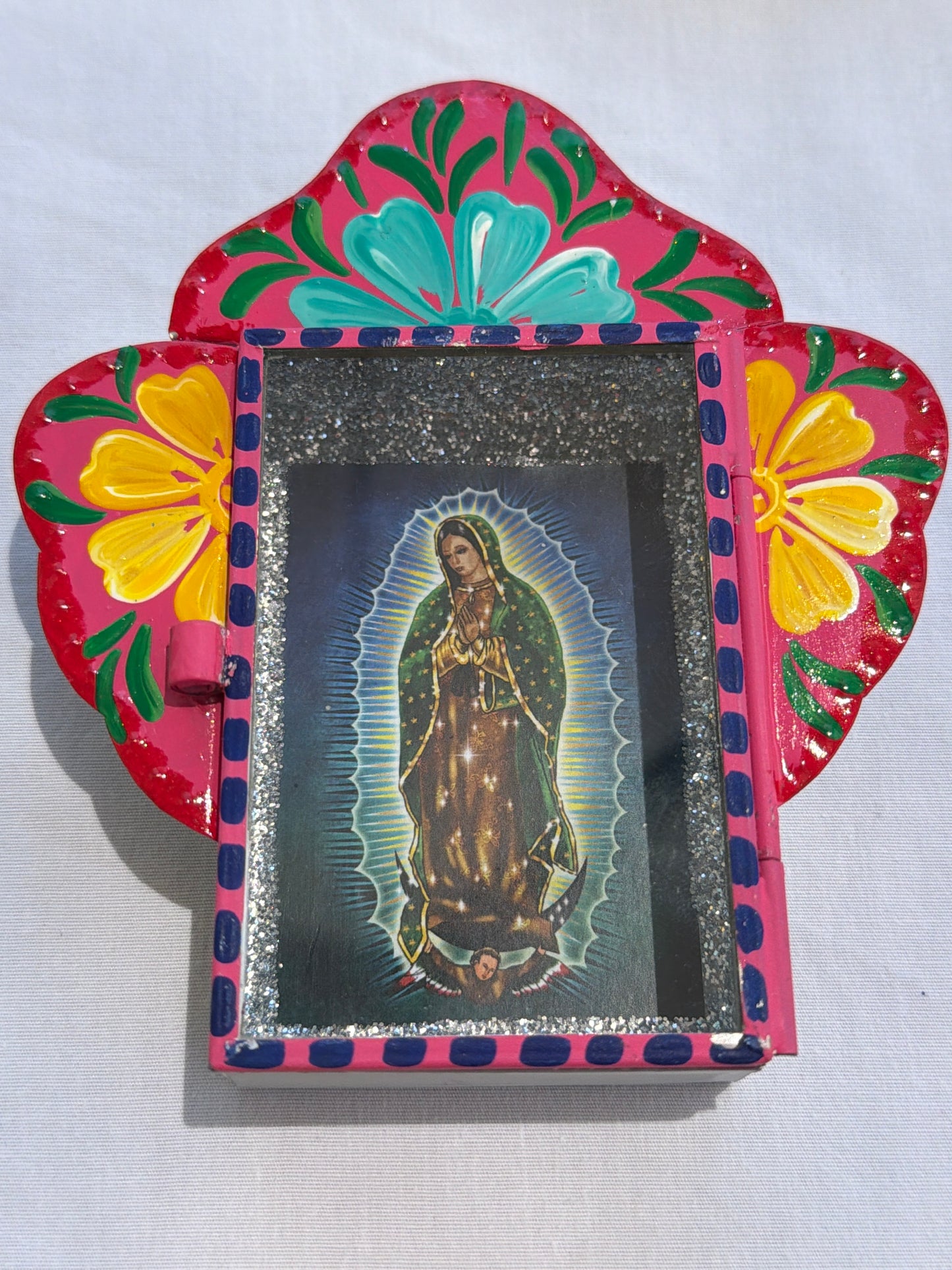 Nicho Shadow Box - Hand-Painted Virgen, Dia de Muertos, Frida Medium