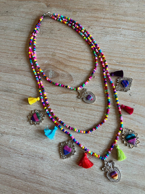 Cascada Milagro Embroidery Heart Necklace