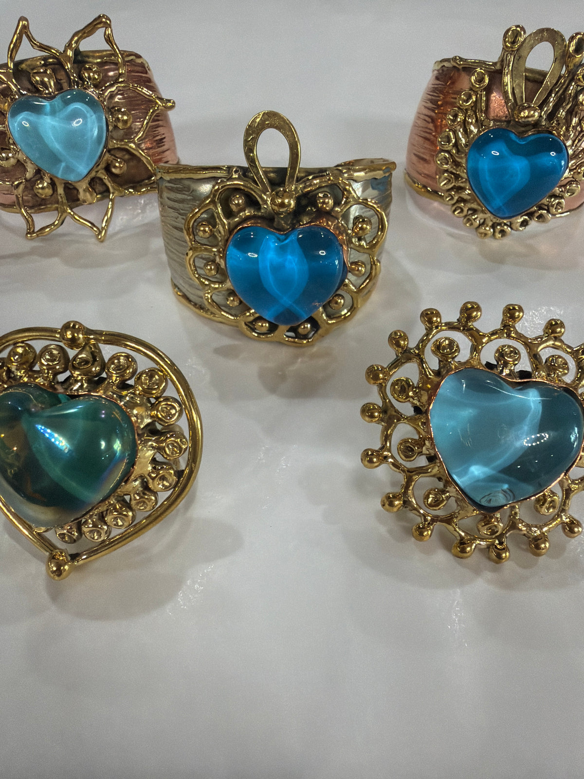 New Blue Sacred Heart Cuff and Ring Collection