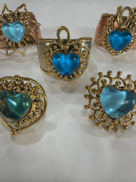 New Blue Sacred Heart Cuff and Ring Collection