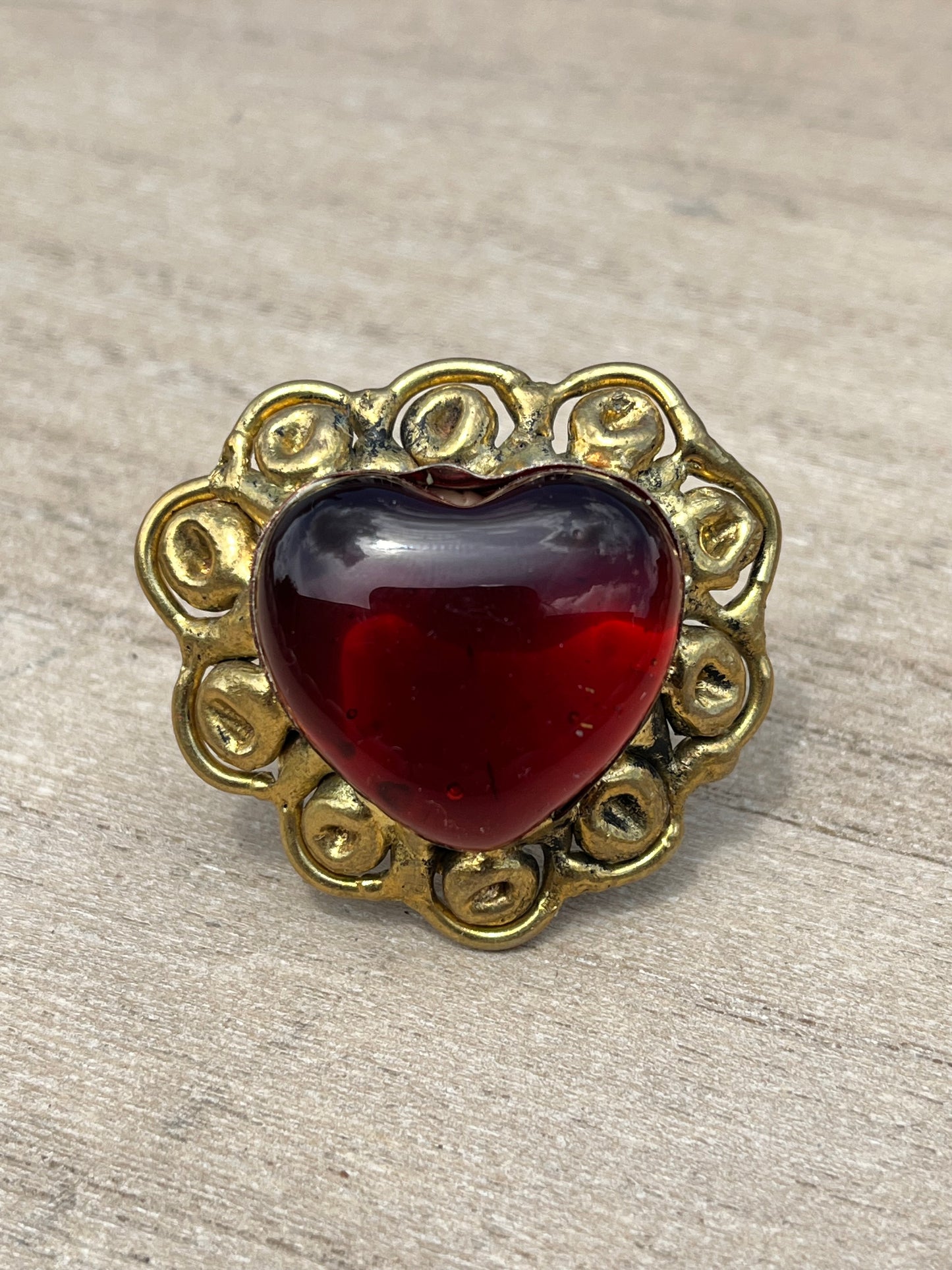 Sunburst - Sacred Heart Glass Ring - Red