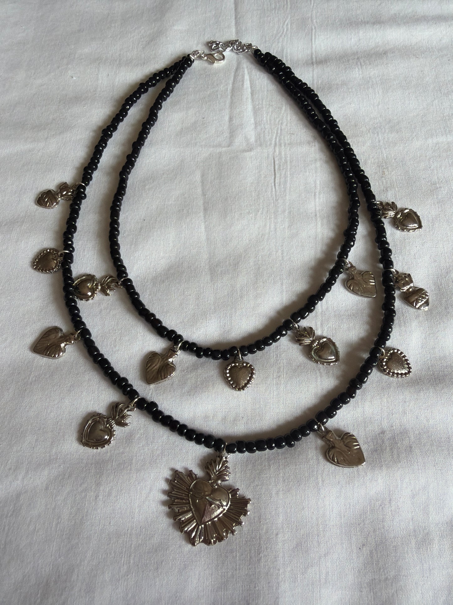 Multi layered beaded Milagro Corazon Necklace