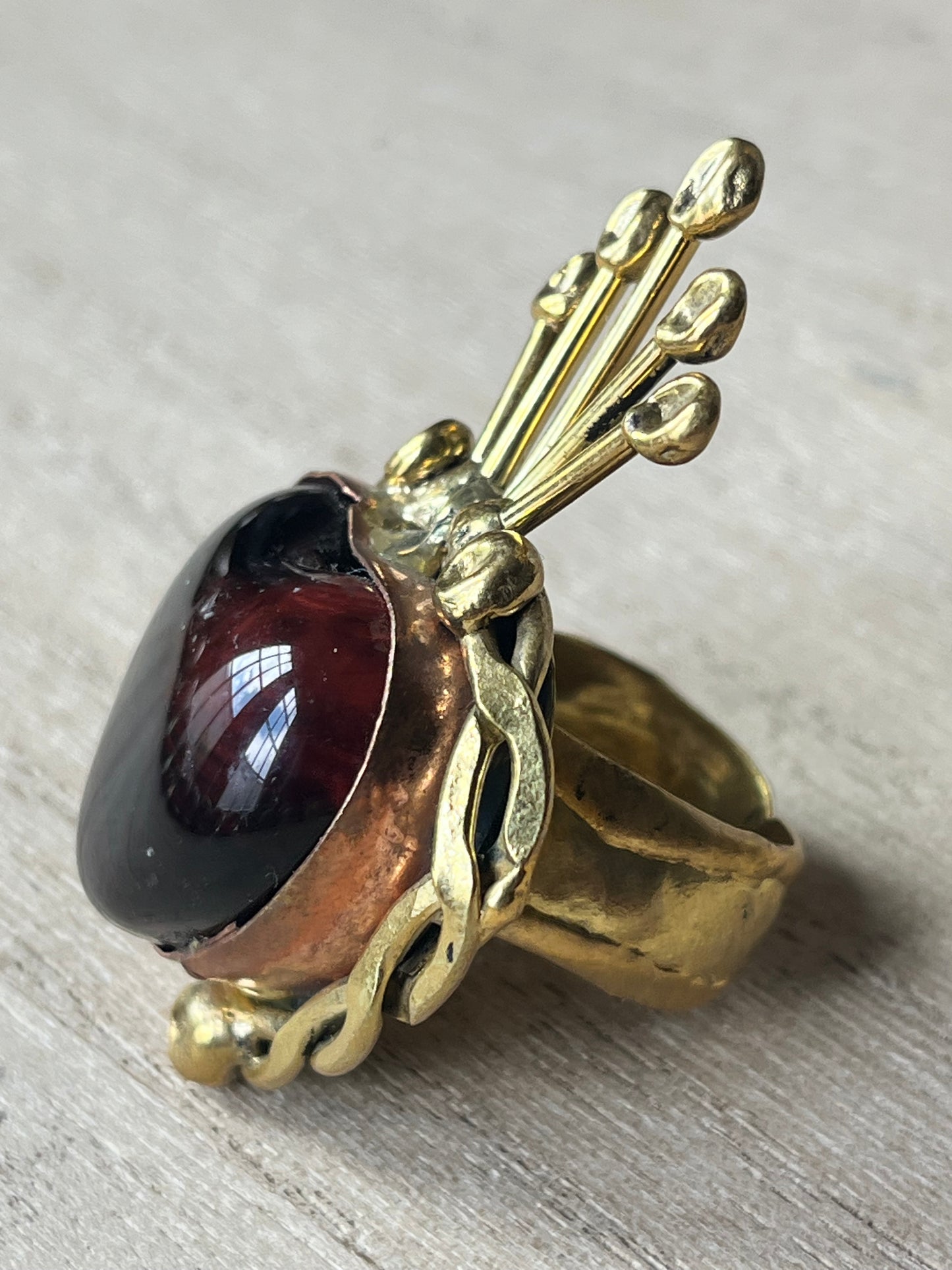 Sunburst Sacred Heart Ring - Amber