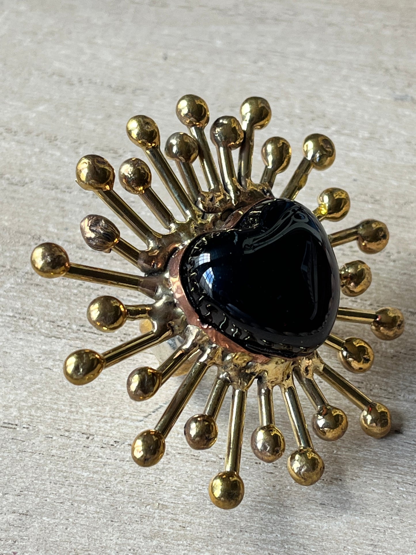 Sunburst - Sacred Heart Glass Ring - Red
