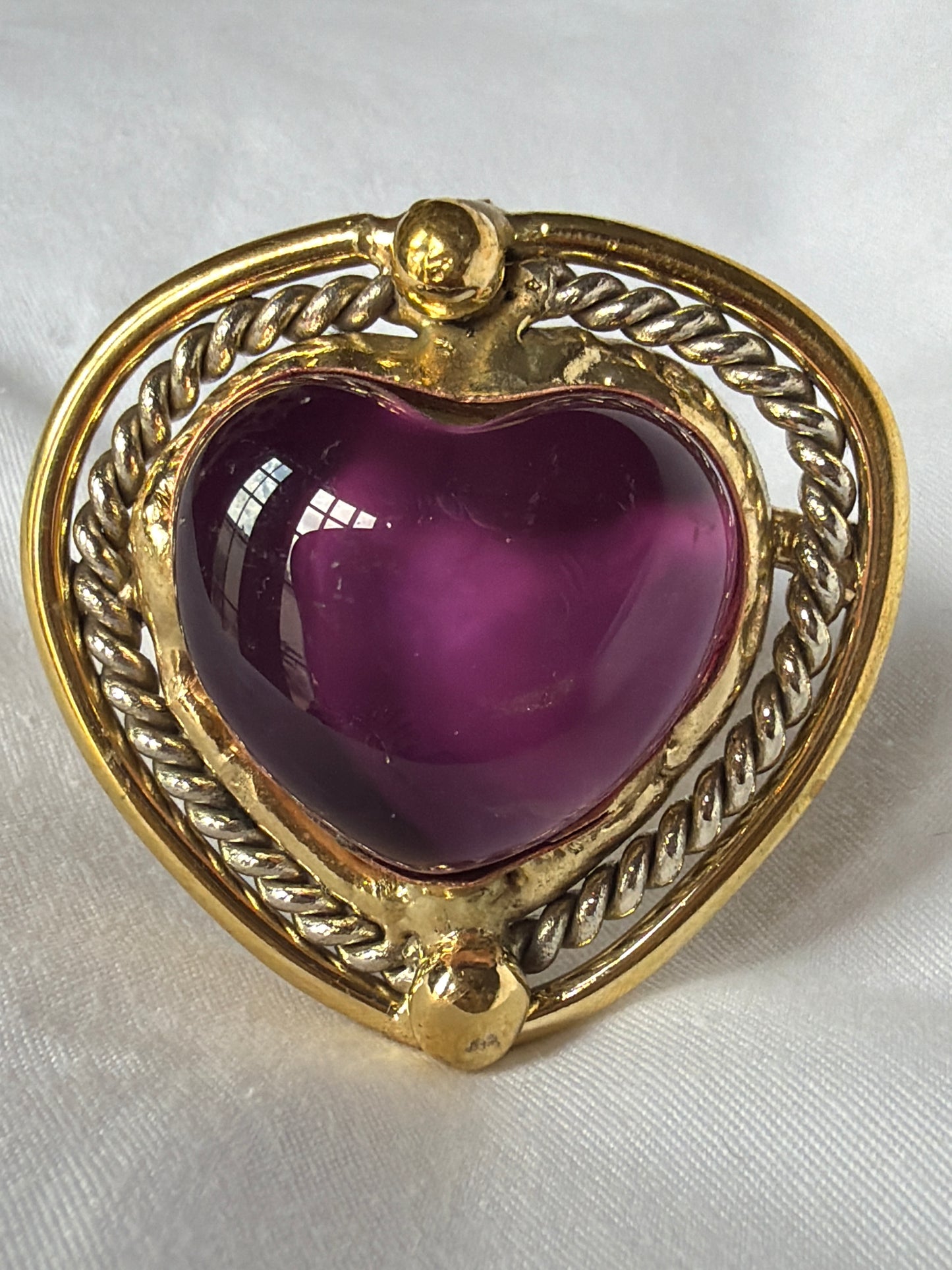 Sunbursts Sacred Heart Handmade Ring - Deep Purple & Purple Iridescent