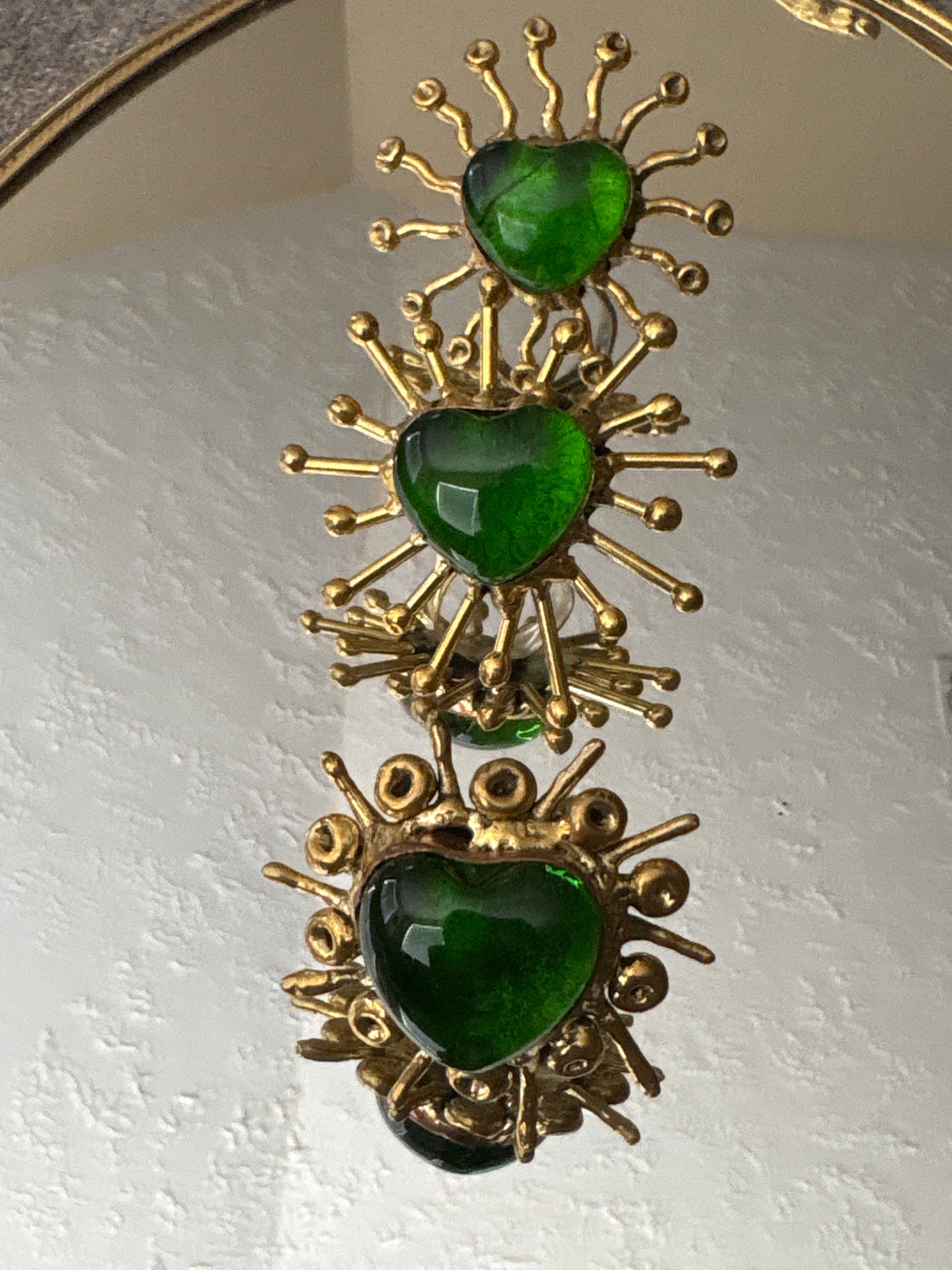 Glass Sacred Heart Ring - Green