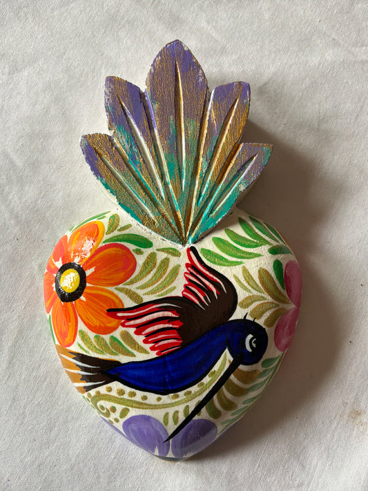 Hand Painted Wood Heart #1