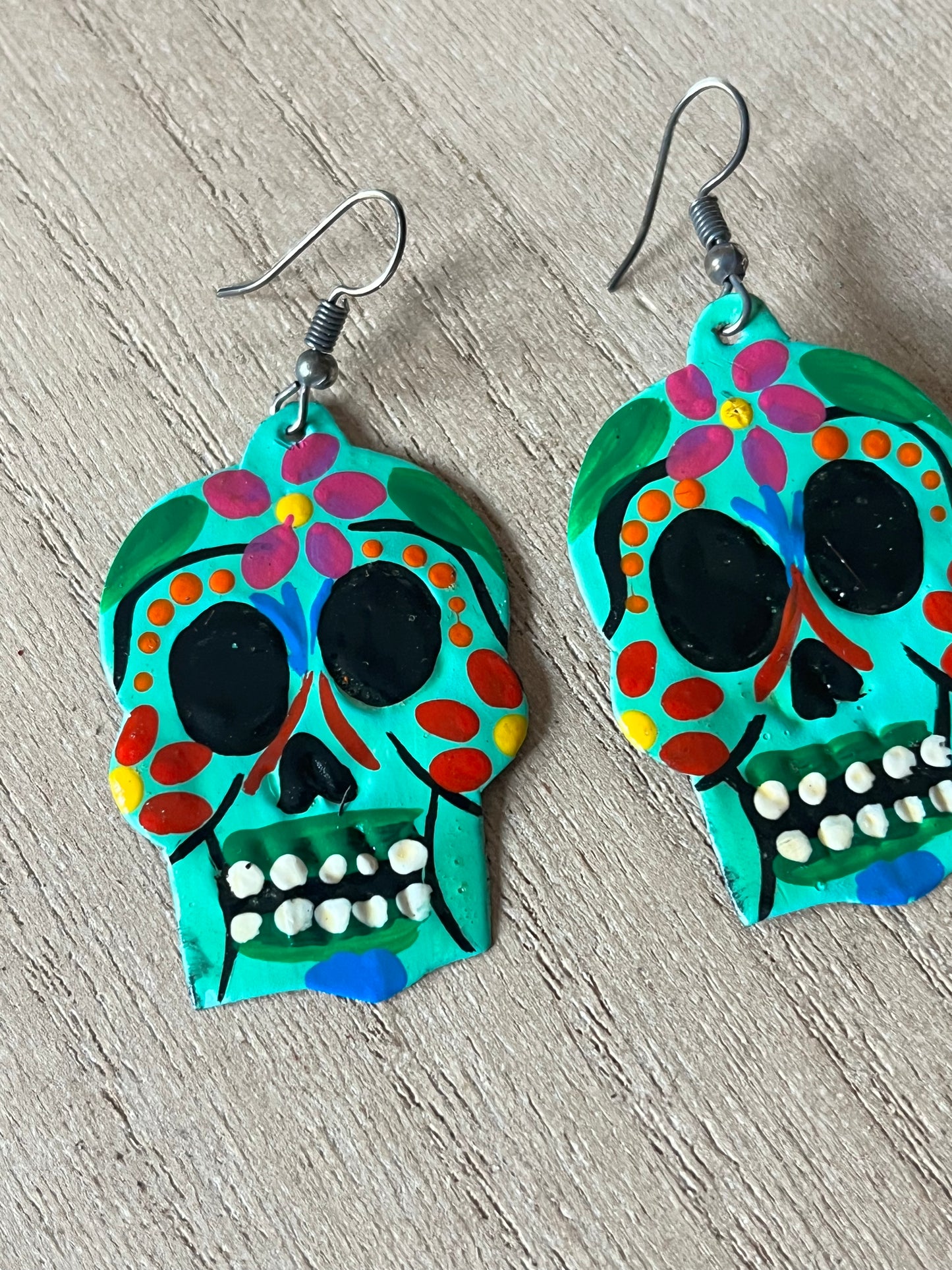Calavera Tin Earrings – San Miguel de Allende
