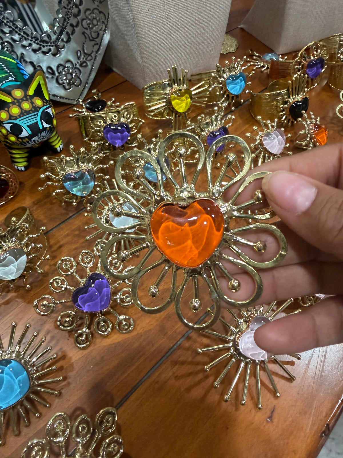 NEW Sunburst Flower Sacred Heart Ring