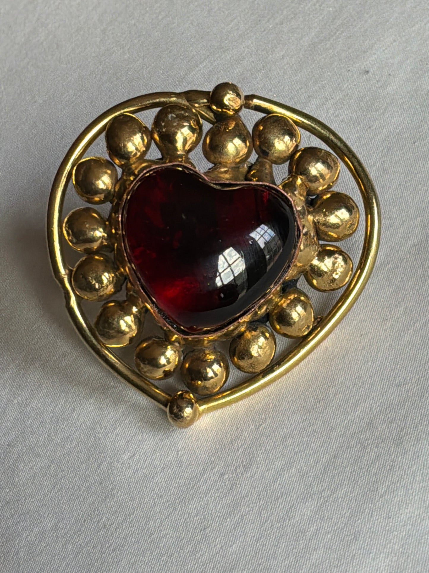 Sunburst - Sacred Heart Glass Ring - Red