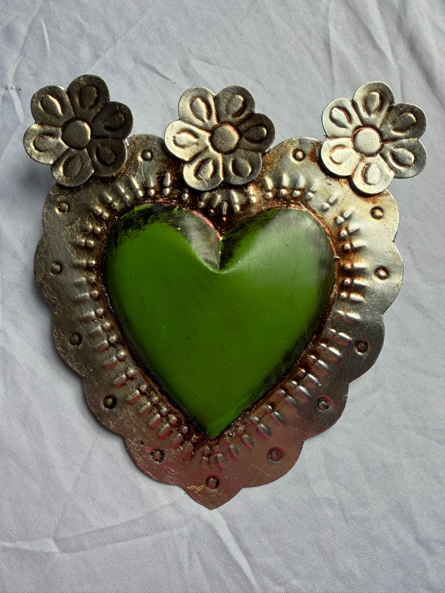 Flower Sacred Heart Antique Finish