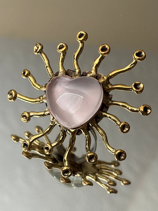 Sunburst Artisan Ring - Translucent Pale Pink Color