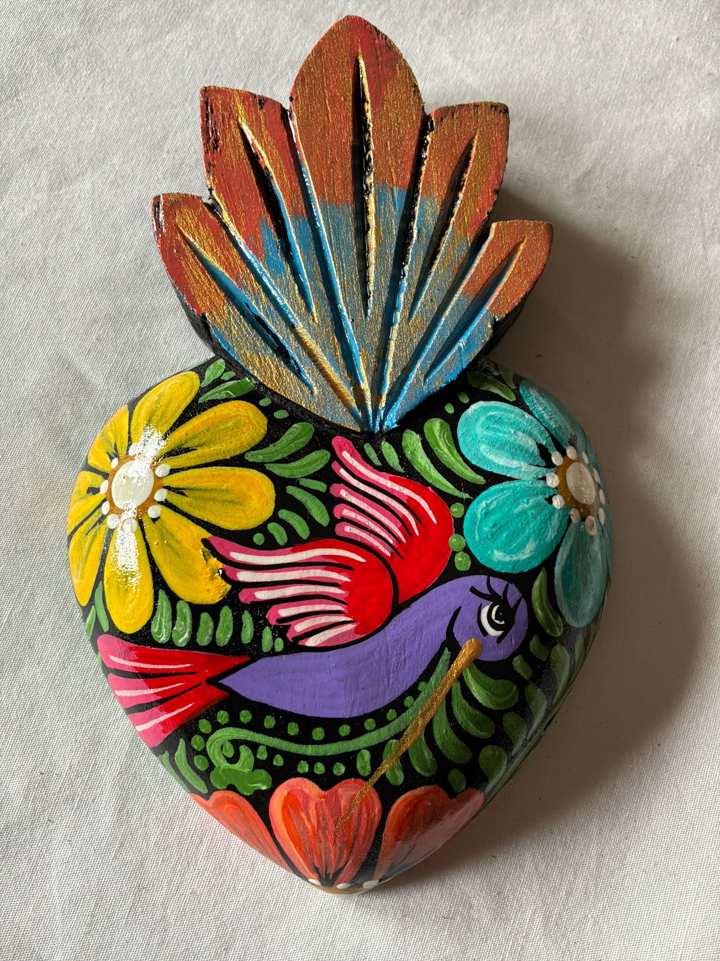 Hand Painted Wood Heart #1