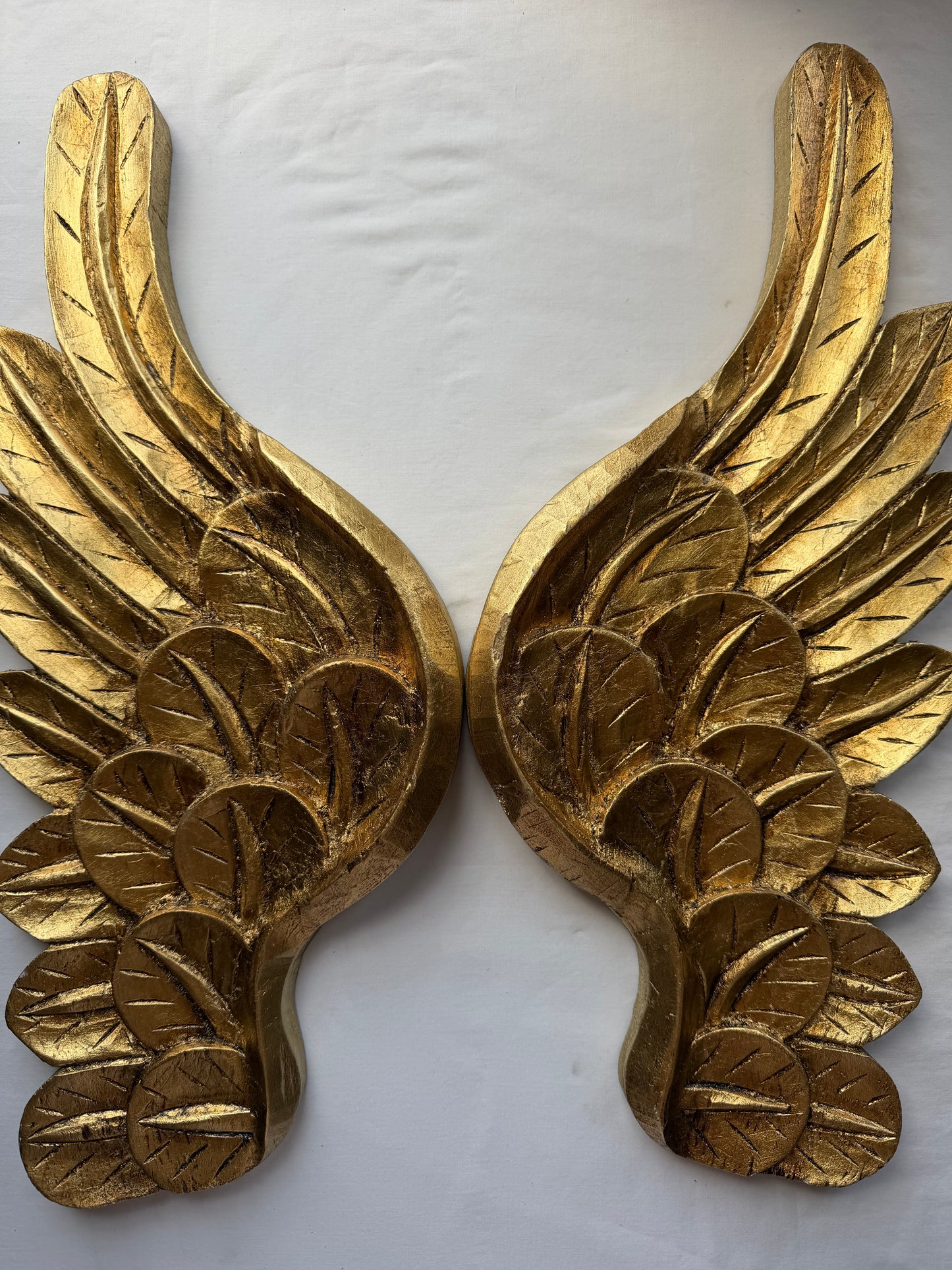 Hand-Carved Gold Leaf Angel Wings - 20”