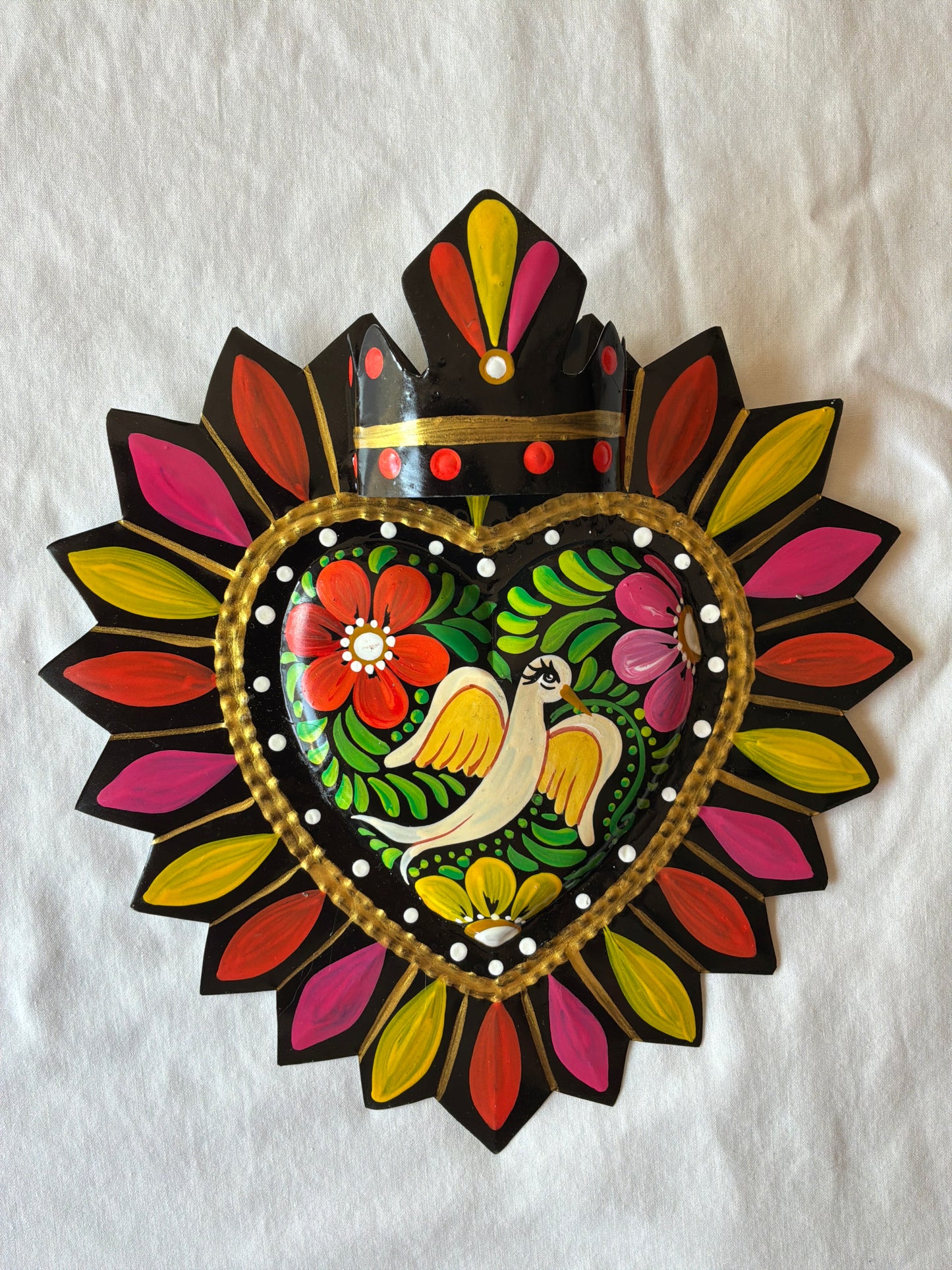Dove Black Otomi Inspired Sacred Heart