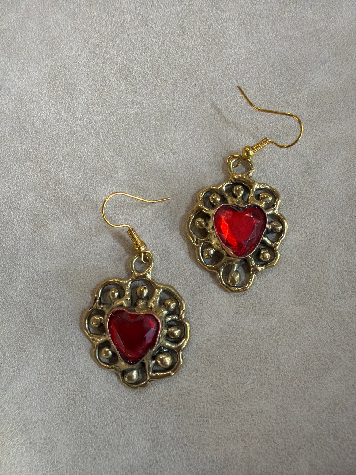 Alpaca Sacred Heart Earrings - Sunbursts