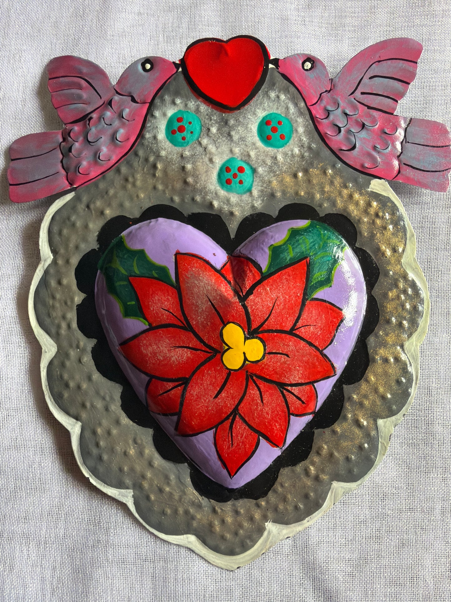 Doble Dove Paloma Hand Painted Heart
