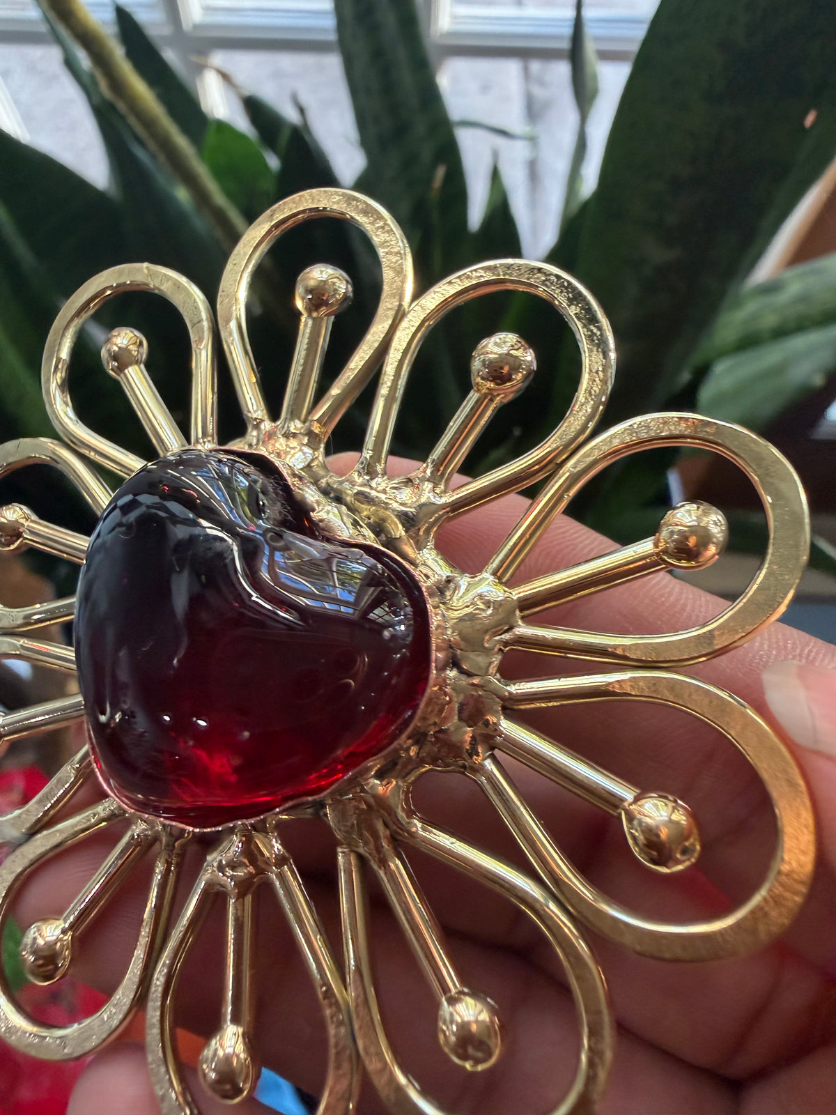 New Red Sacred Heart Flower Ring