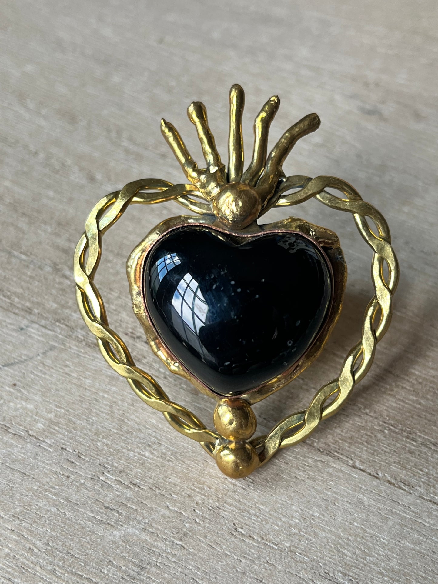 Sunburst Sacred Heart Ring - Black