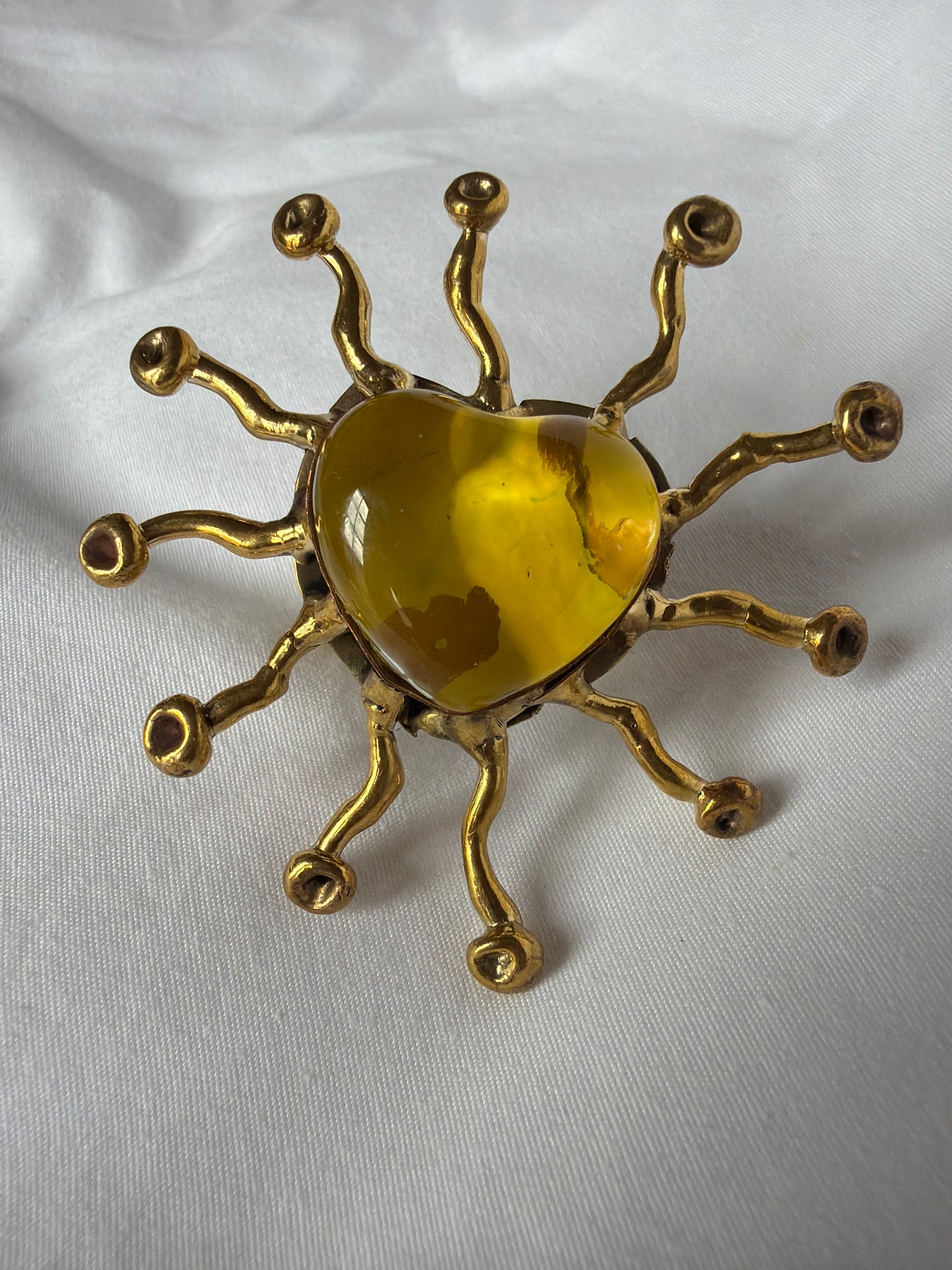 Sunburst Sacred Heart Handmade Ring - Yellow