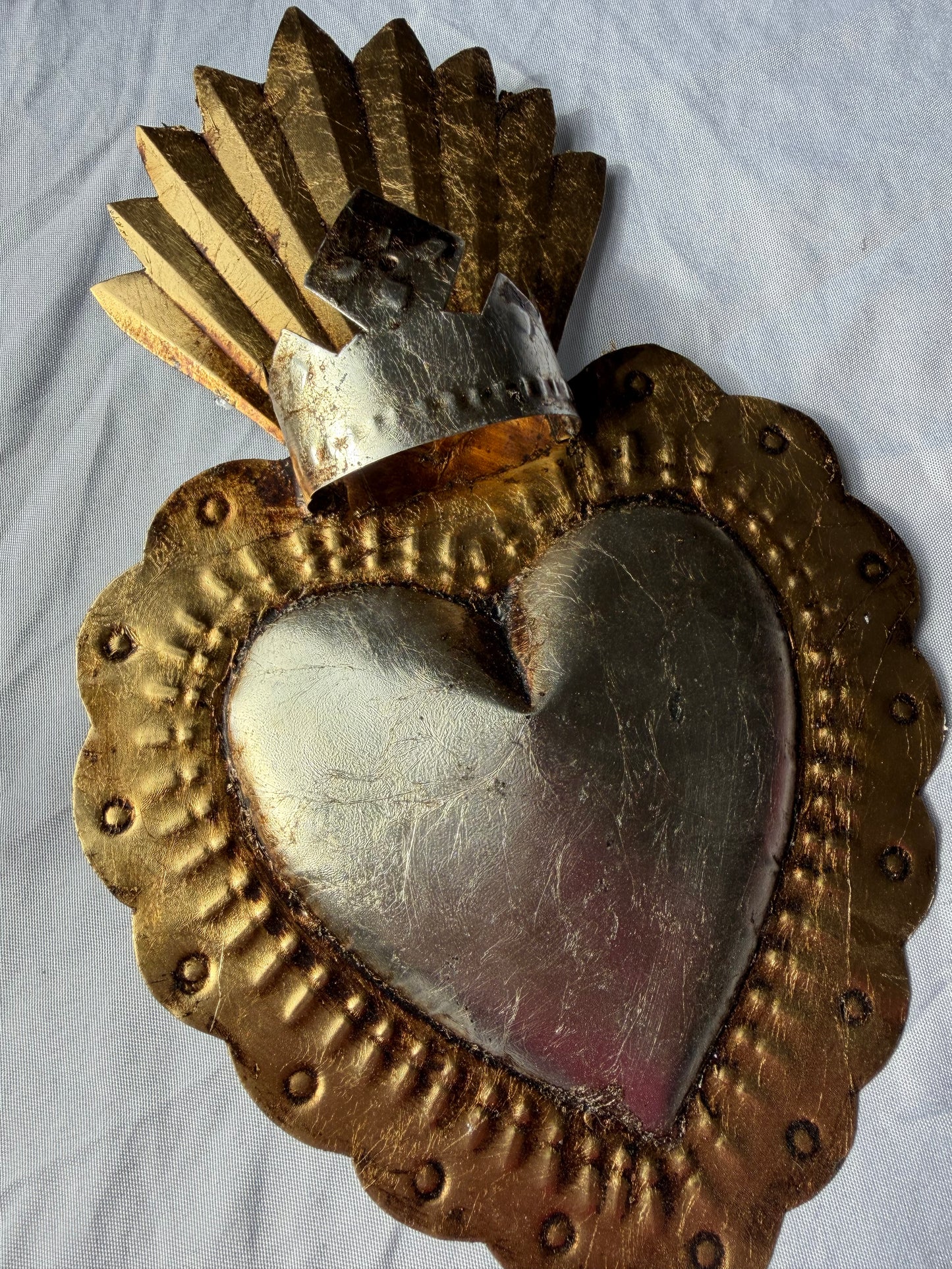 Gold & Silver Leaf Finish Crown Heart Corazón