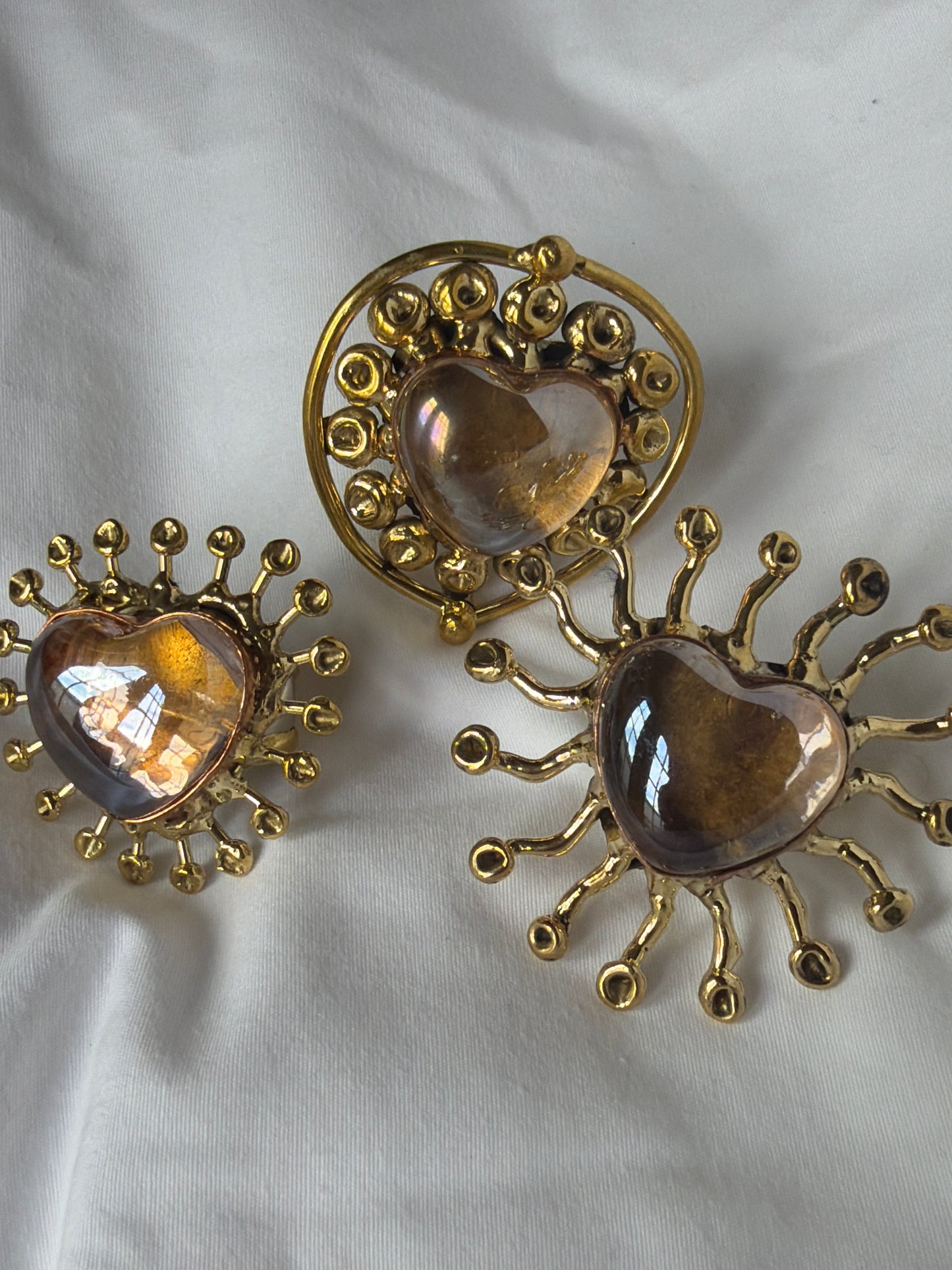 Sunburst Sacred Heart Handmade Ring - Iridescent