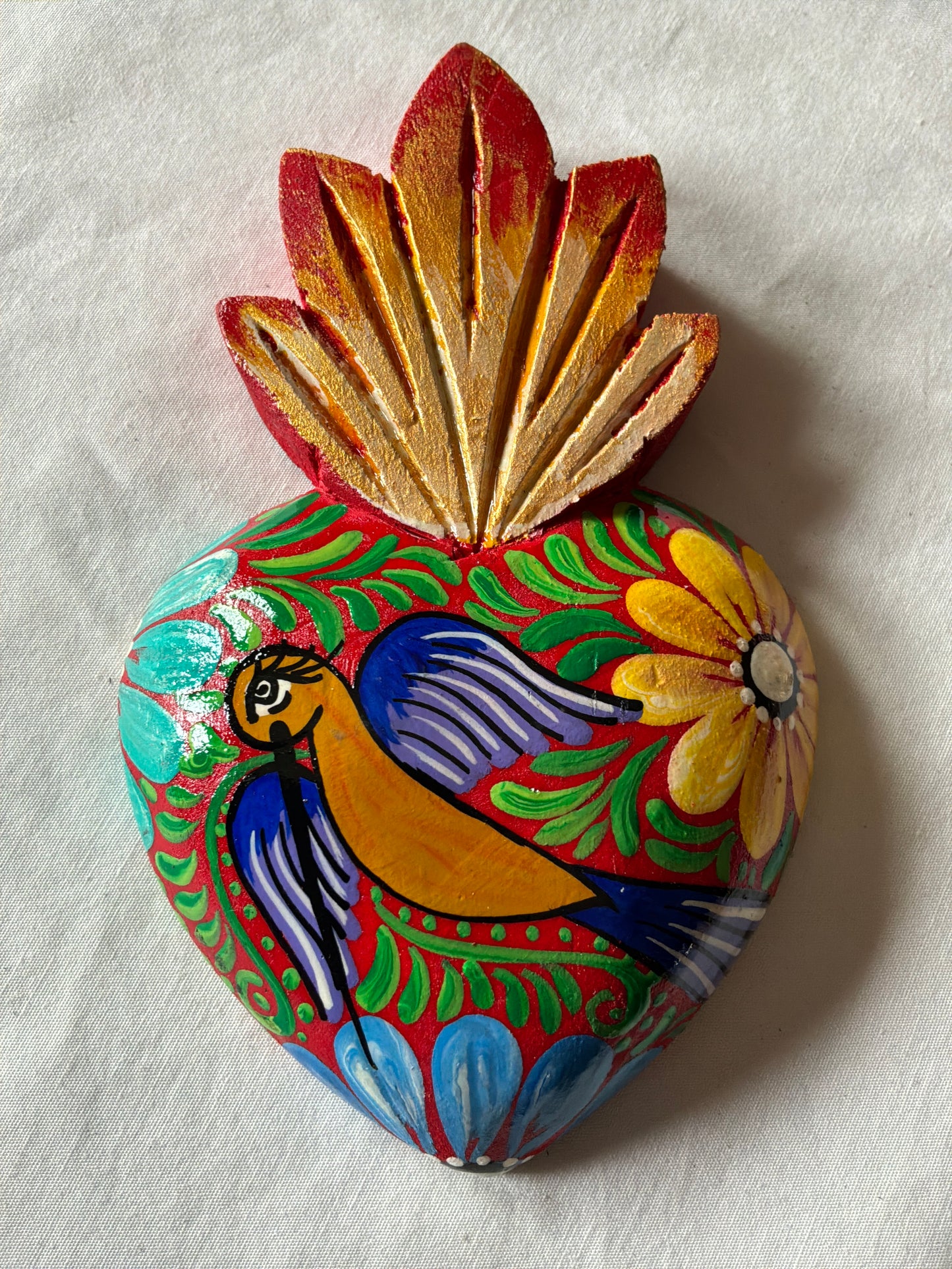Hand Painted Wood Heart #1