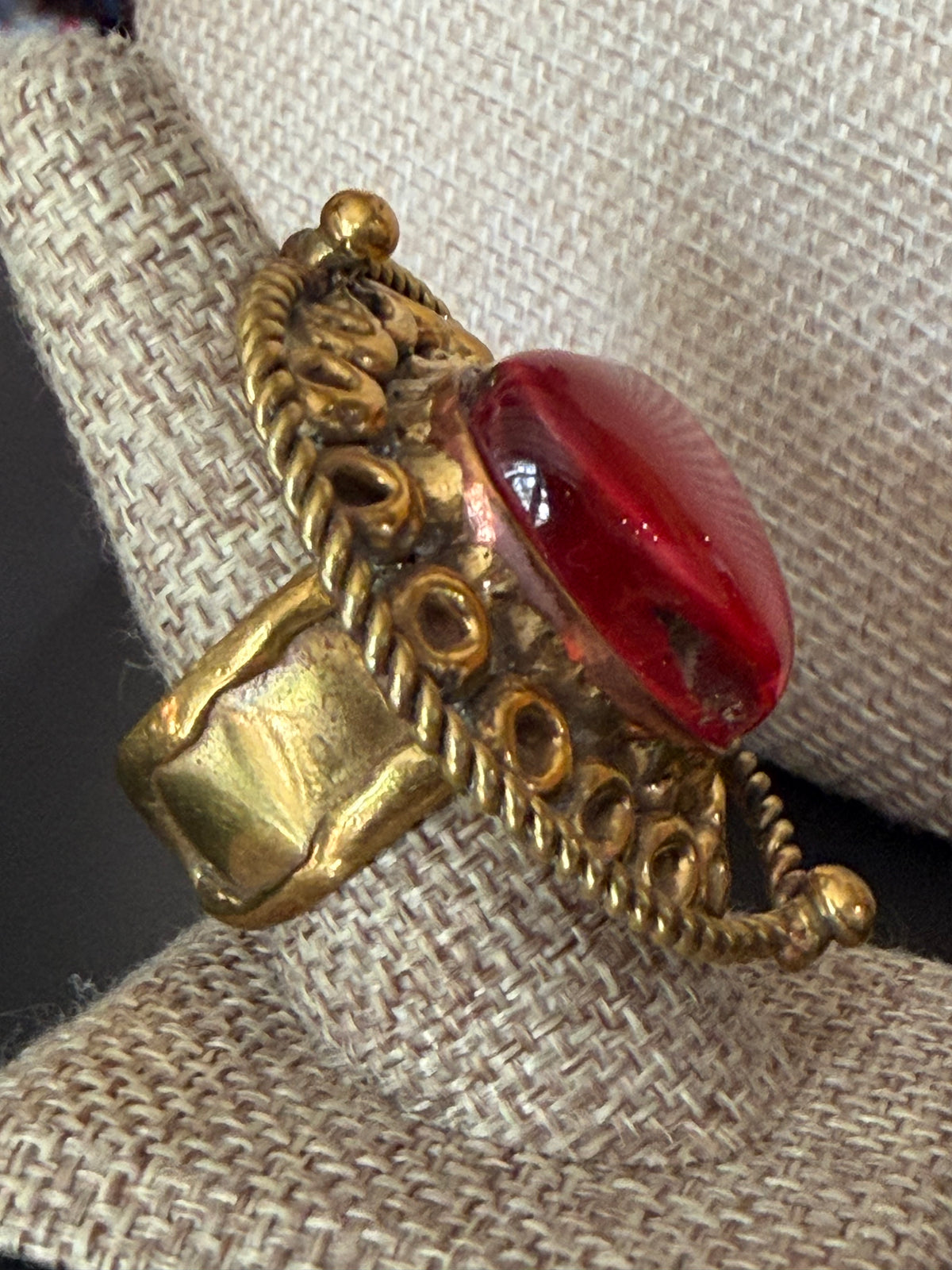 Sunburst Sacred Heart Handmade Ring - Orange