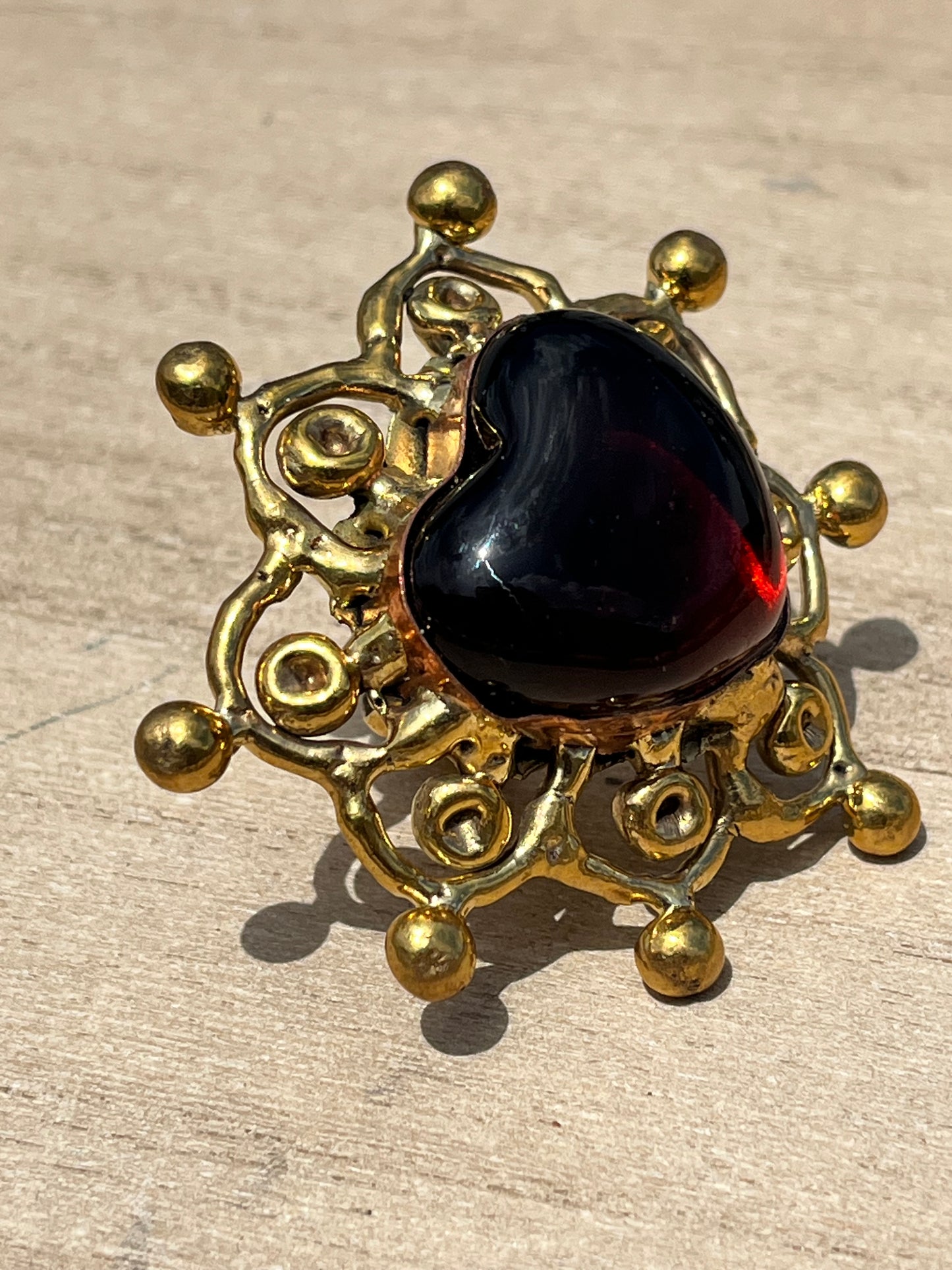Sunburst - Sacred Heart Glass Ring - Red