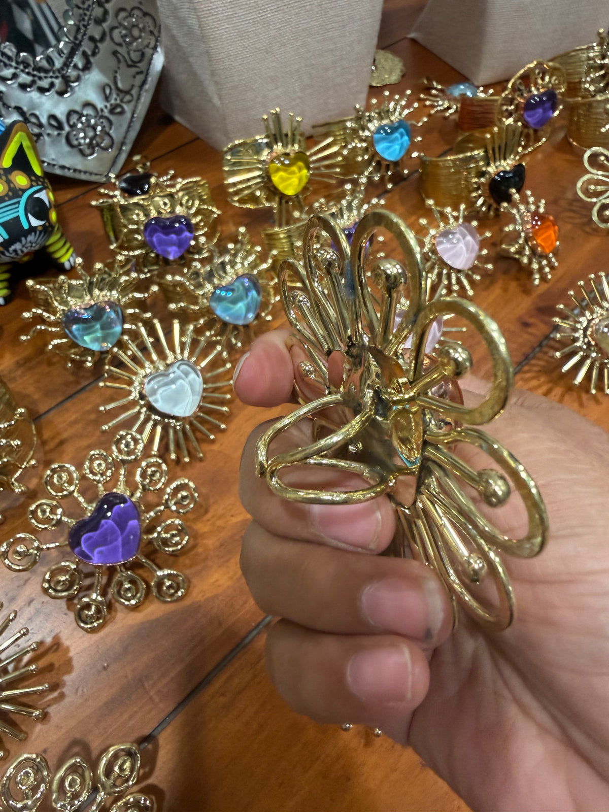 NEW Sunburst Flower Sacred Heart Ring