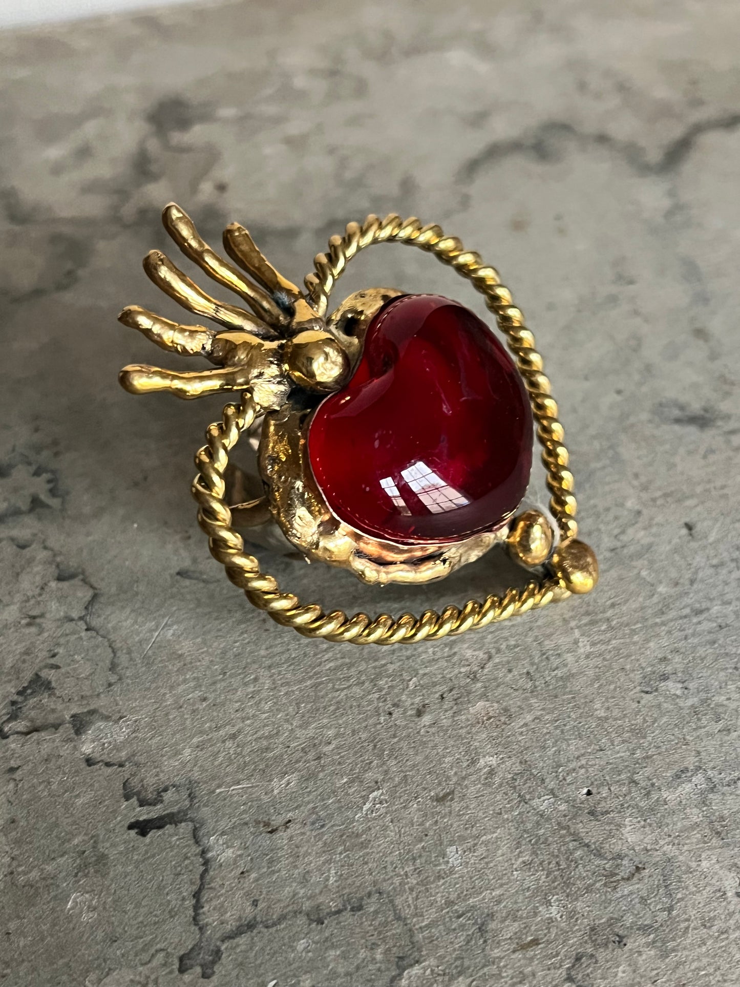 Sunburst - Sacred Heart Glass Ring - Red