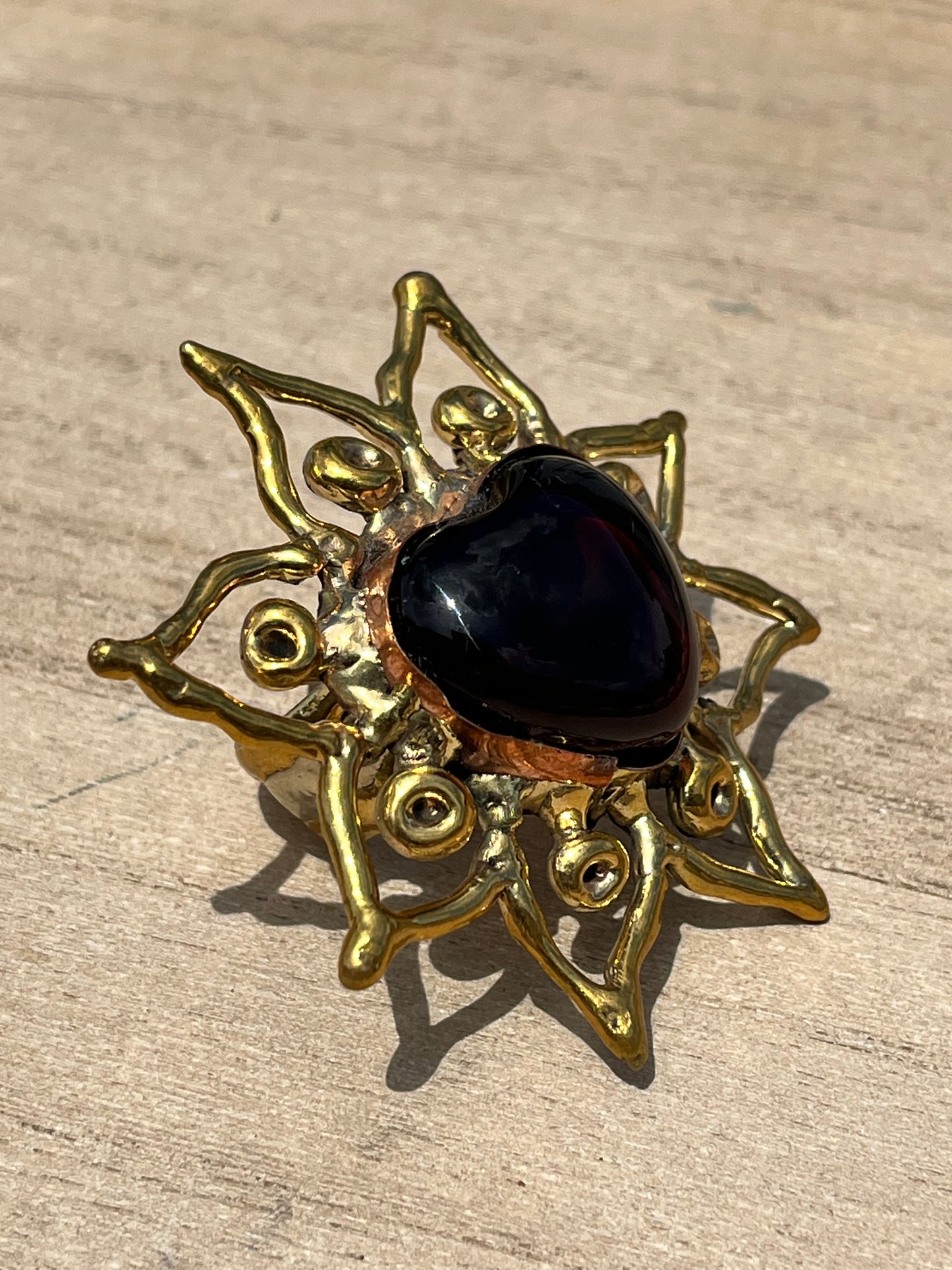 Sunburst - Sacred Heart Glass Ring - Red
