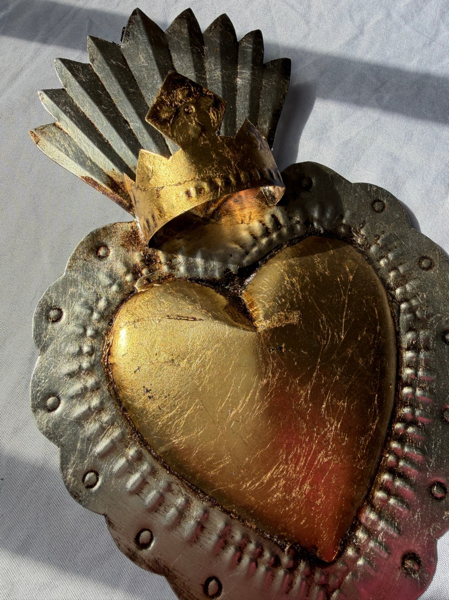 Gold & Silver Leaf Finish Crown Heart Corazón