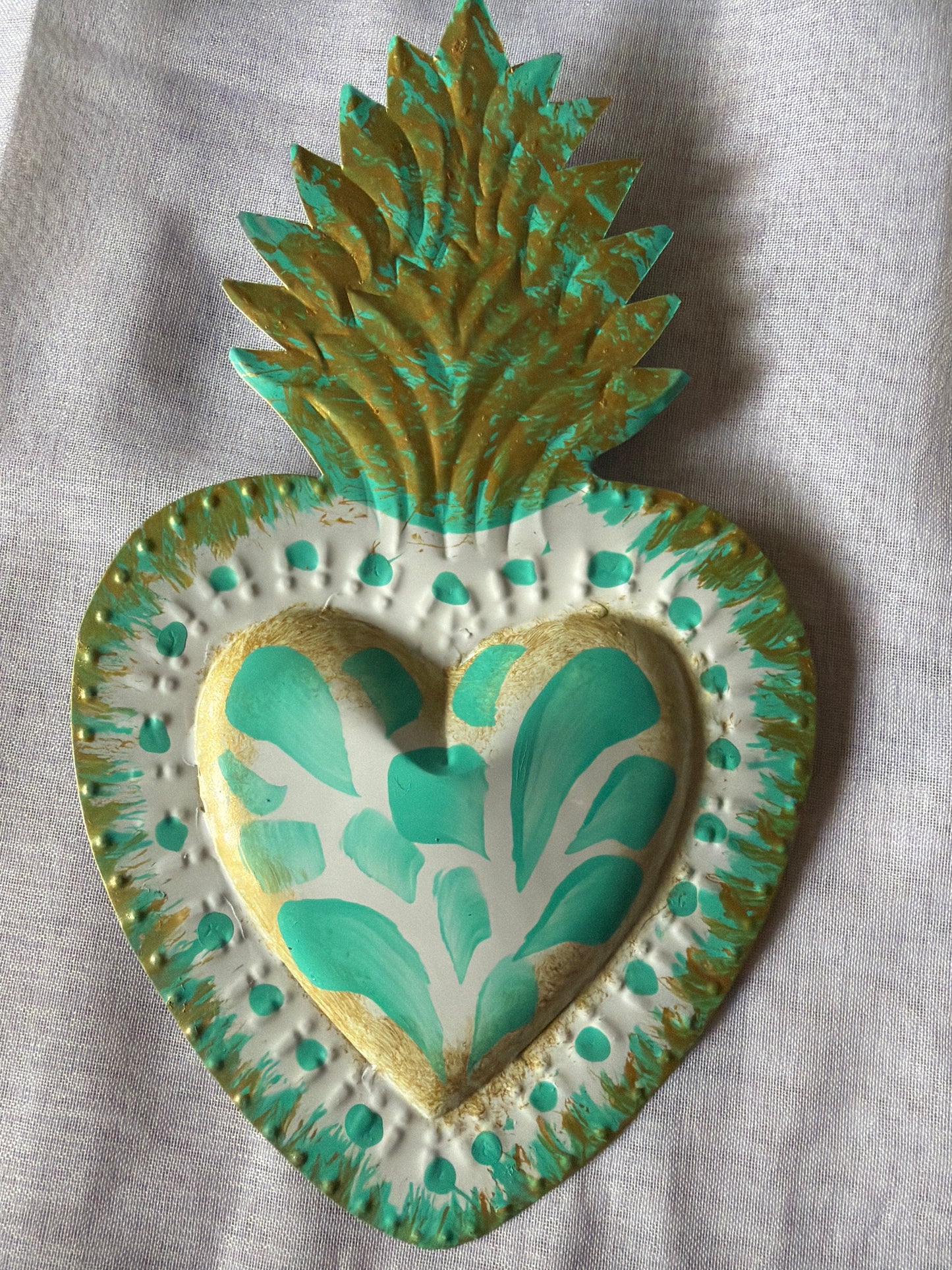 Teal Otomi Sacred Heart - Tin