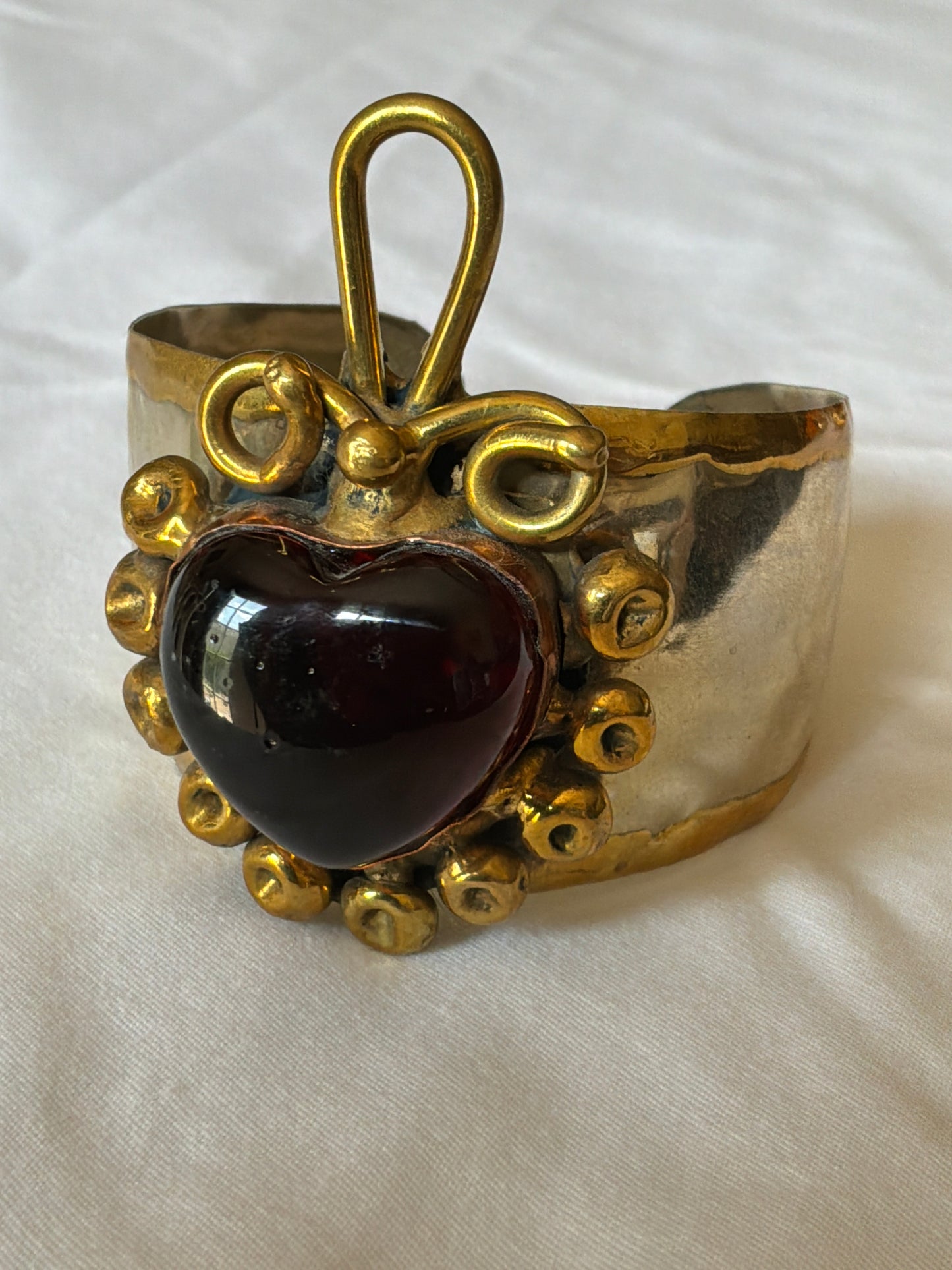 Sunburst Sacred Heart Handmade Cuff – Red