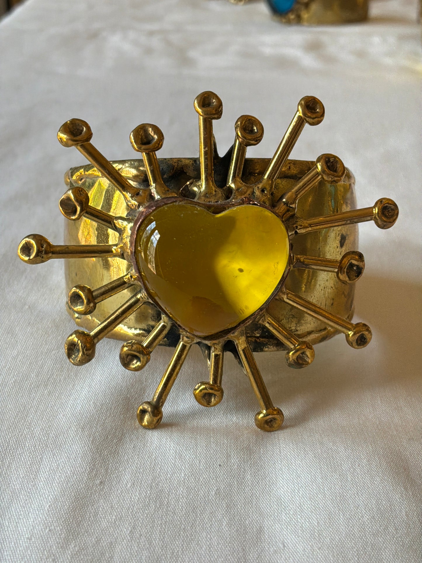 Yellow Iridescent Cuff -Handmade