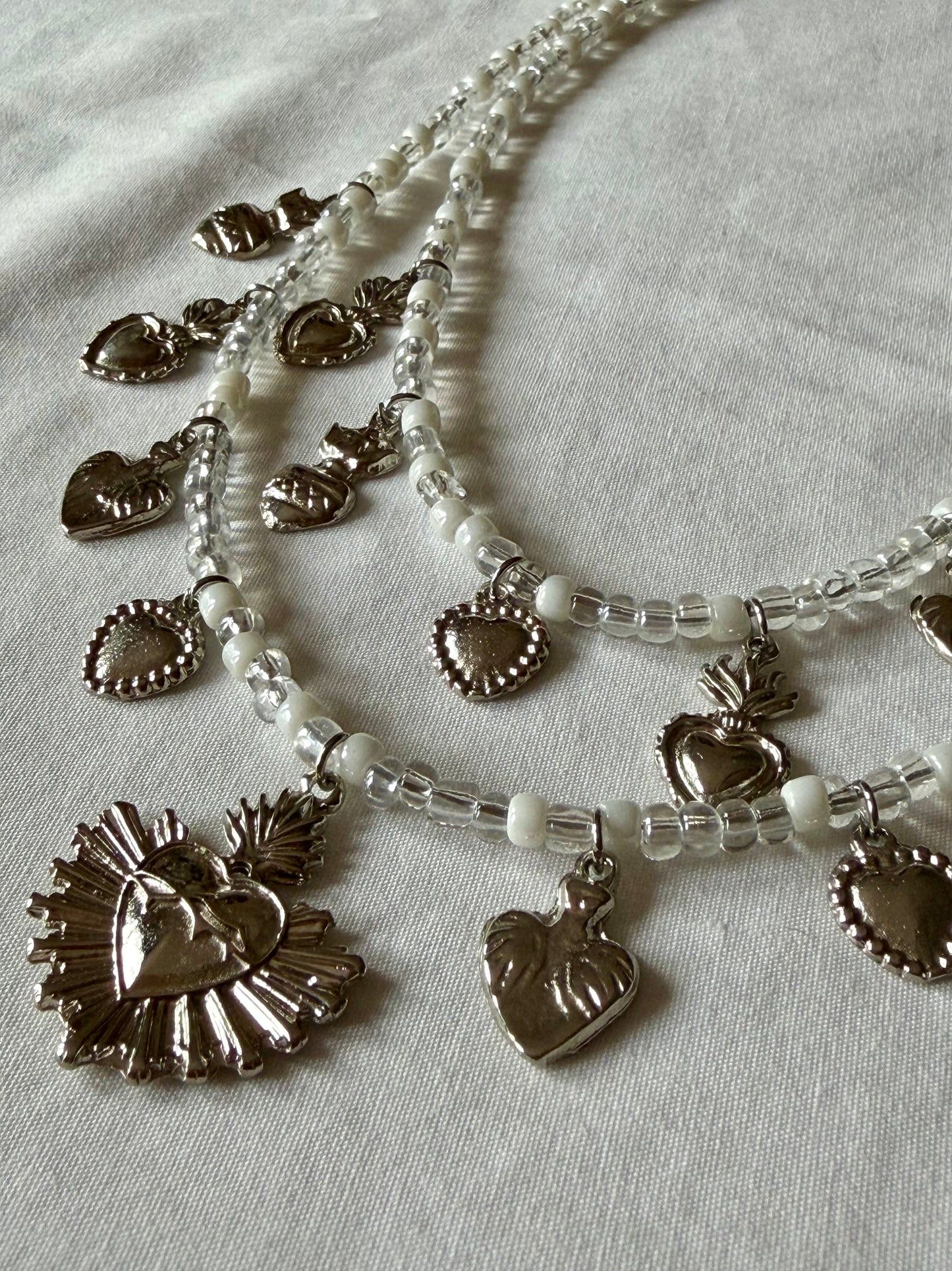 Multi layered beaded Milagro Corazon Necklace