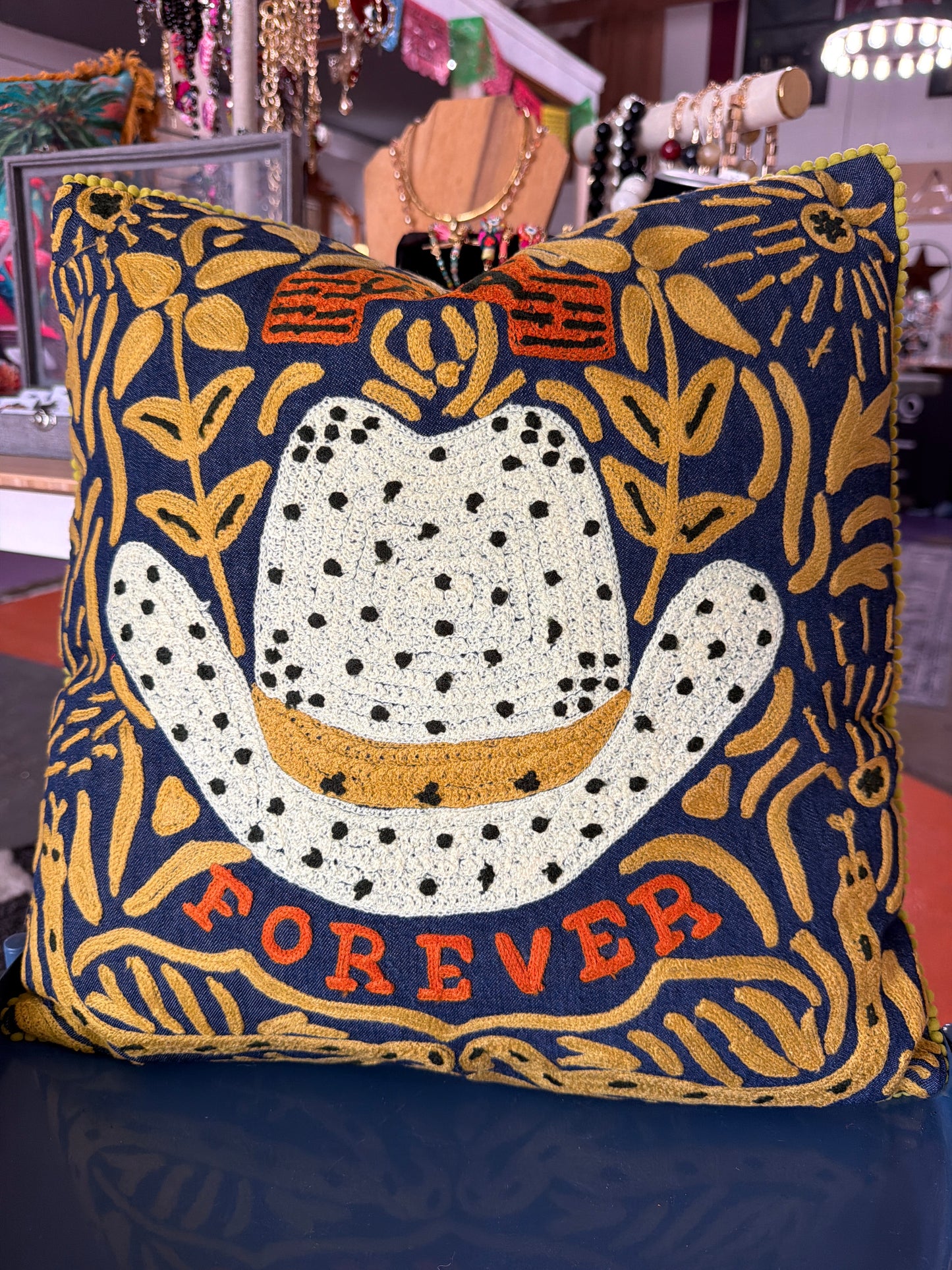 Country Embroidered Pillow