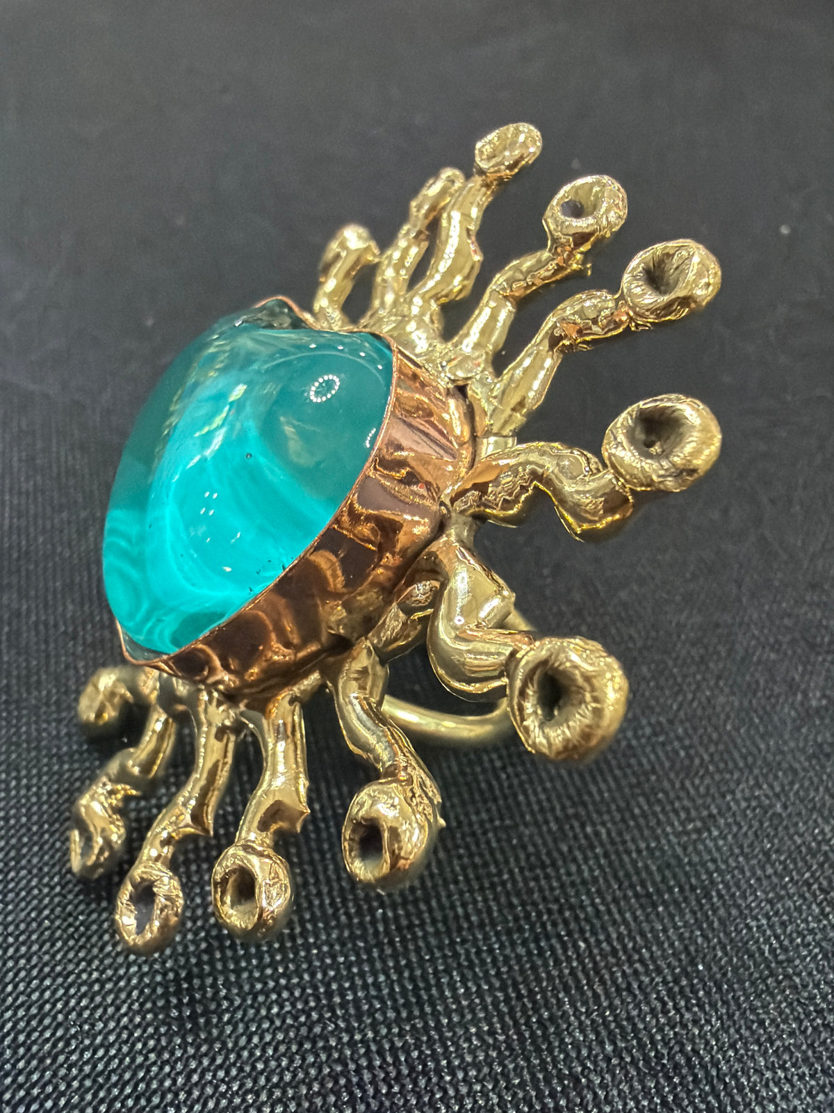 Turquoise Sunburst Sacred Heart Ring