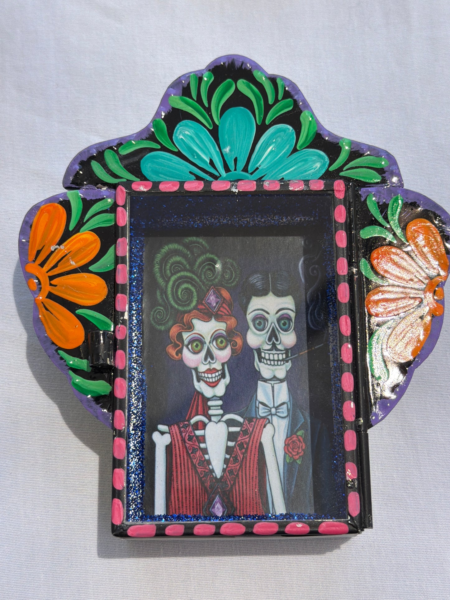 Nicho Shadow Box - Hand-Painted Virgen, Dia de Muertos, Frida Medium