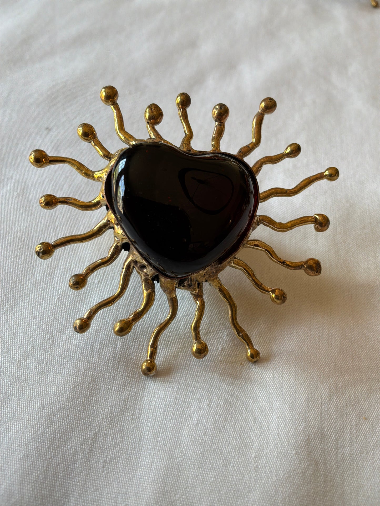 Sunburst - Sacred Heart Glass Ring - Red
