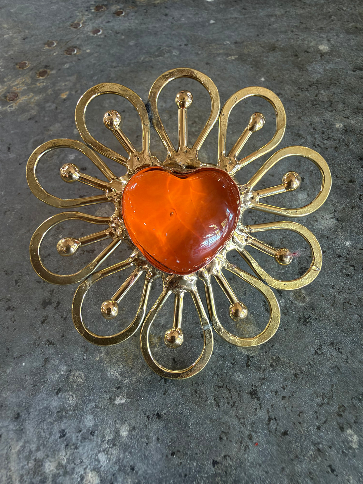 NEW Sunburst Flower Sacred Heart Ring