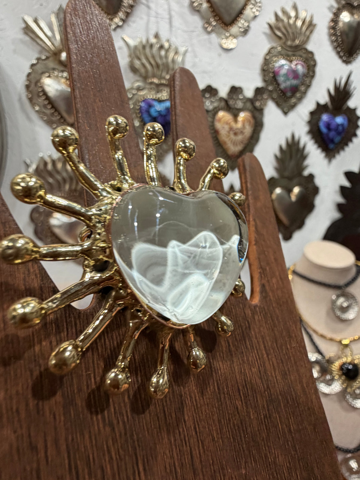 New White Sacred Heart Ring