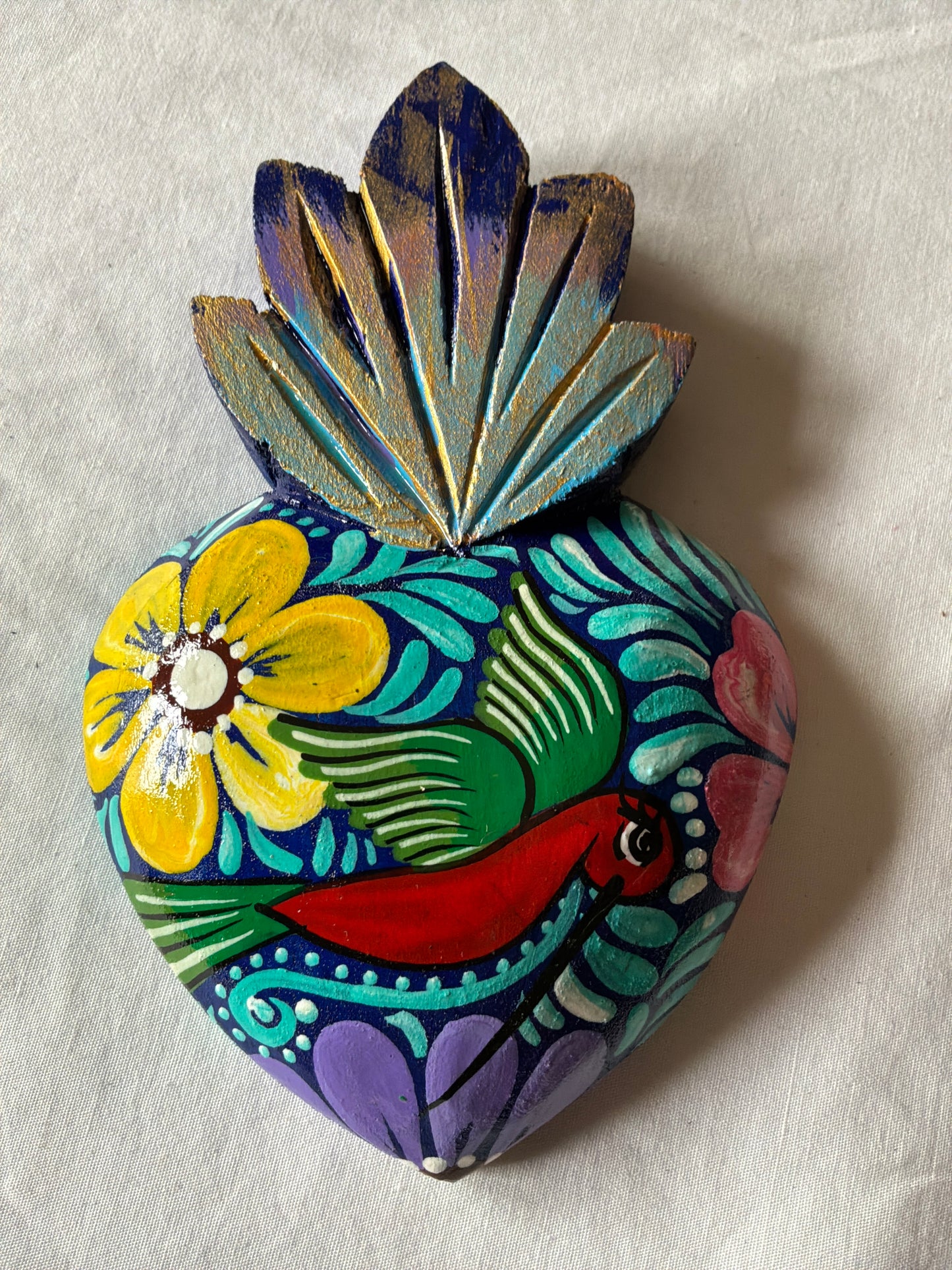 Hand Painted Wood Heart #1