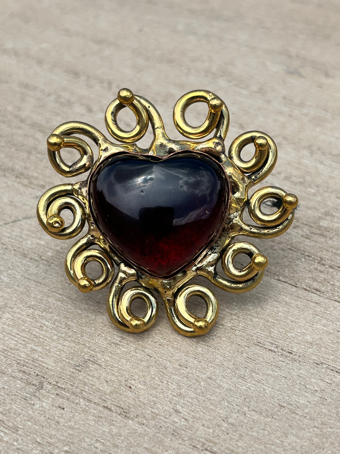 Sunburst - Sacred Heart Glass Ring - Red