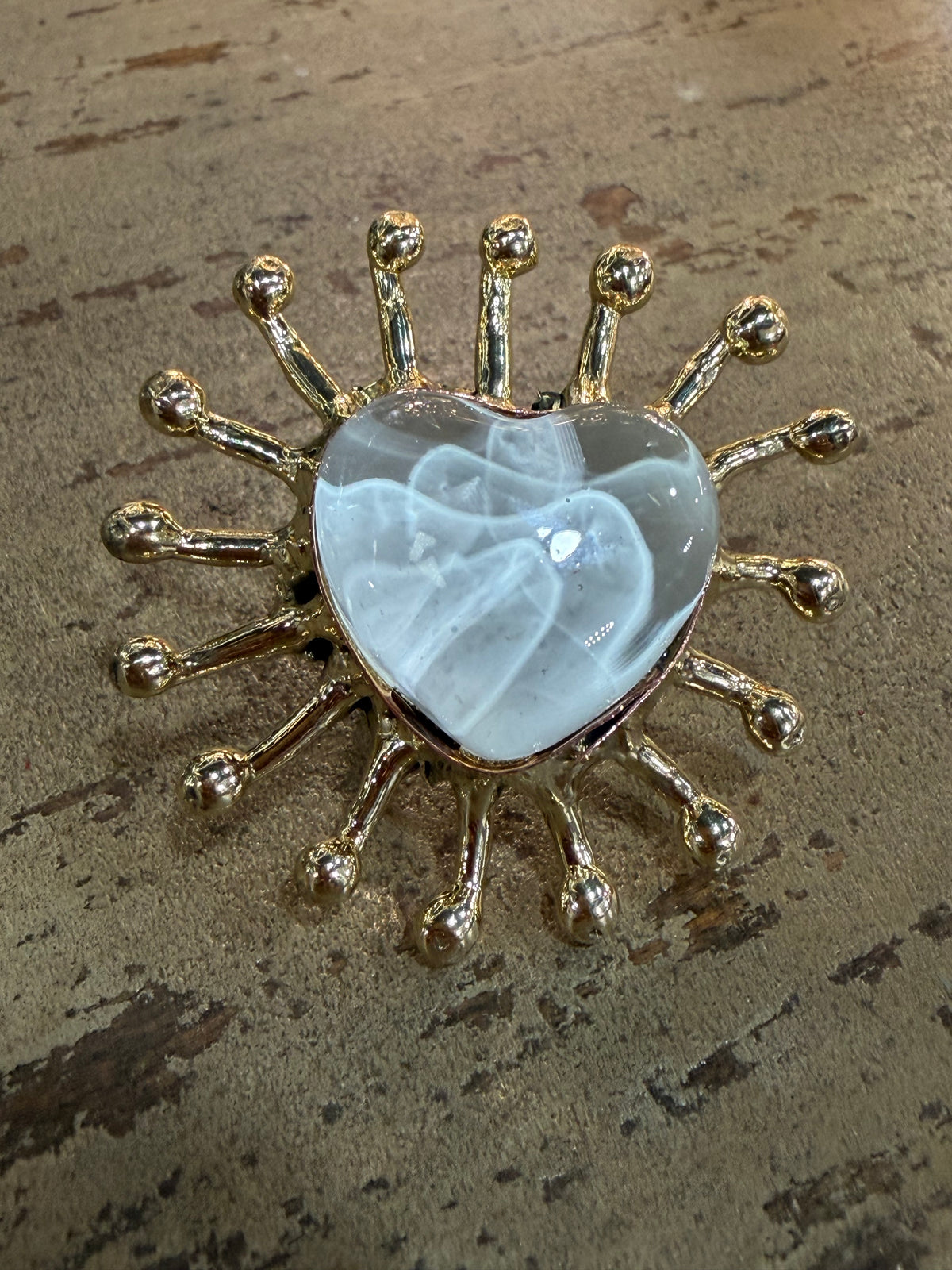 New White Sacred Heart Ring