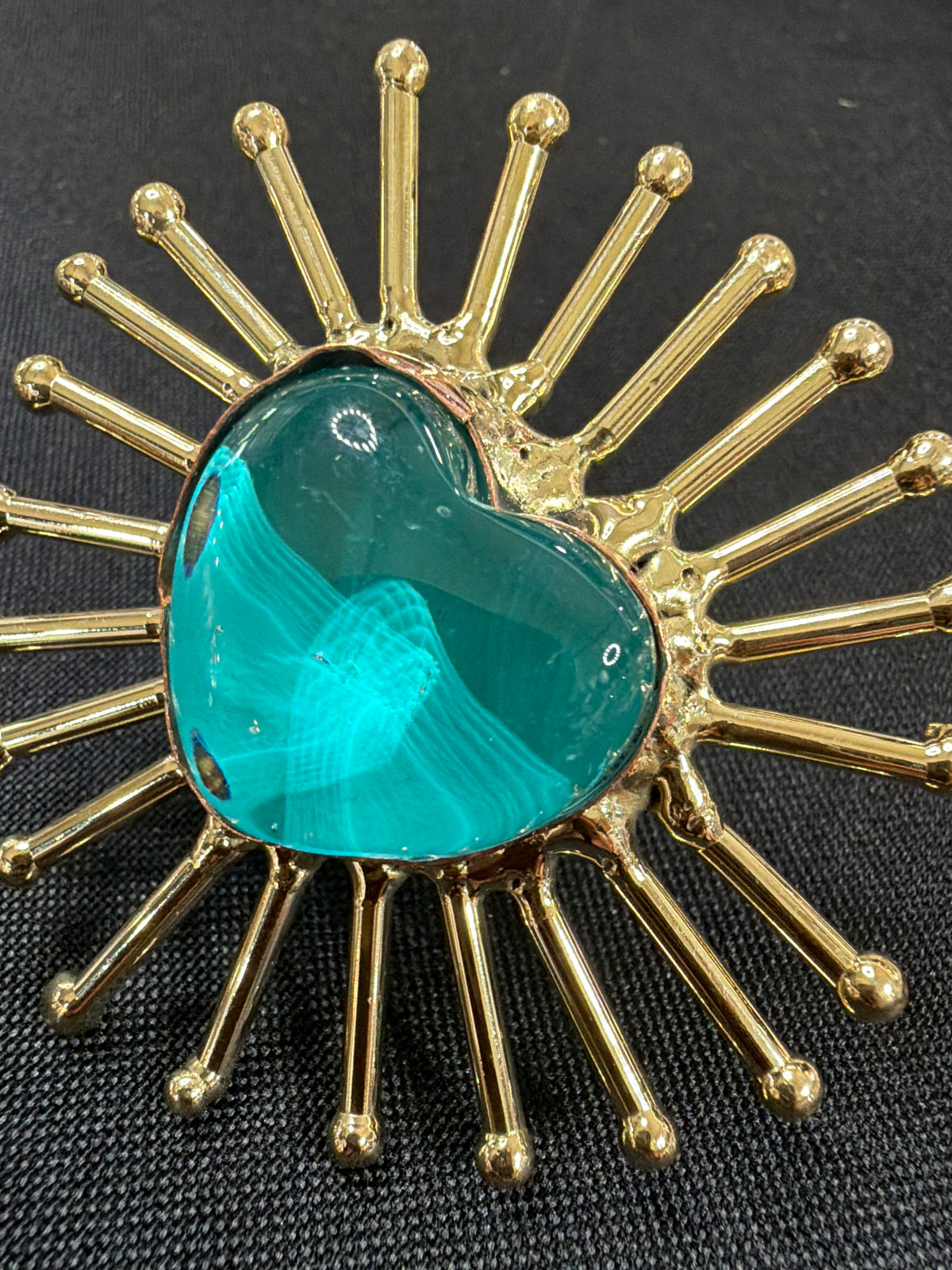 Turquoise Sunburst Sacred Heart Ring