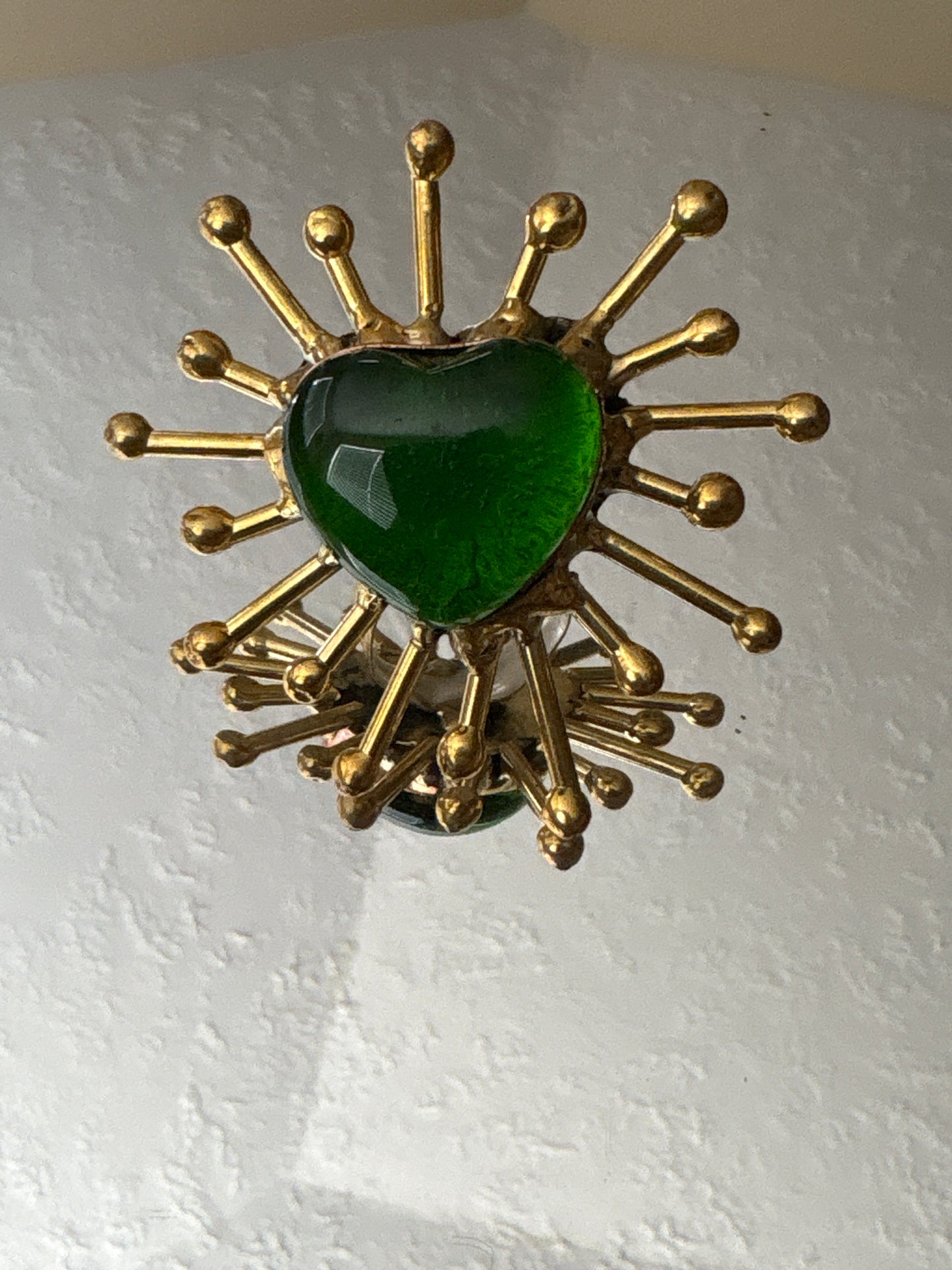 Glass Sacred Heart Ring - Green