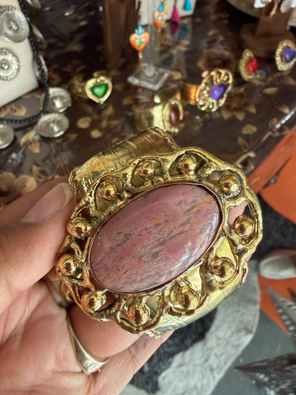 Pink Stone Cuff Bracelet