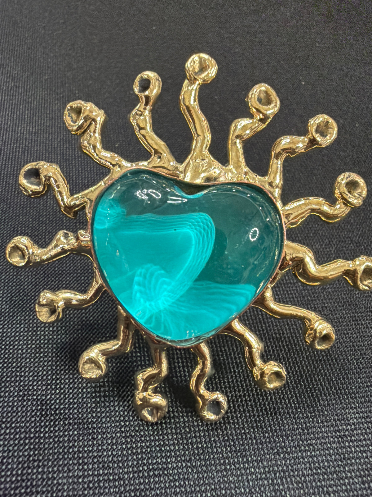 Turquoise Sunburst Sacred Heart Ring